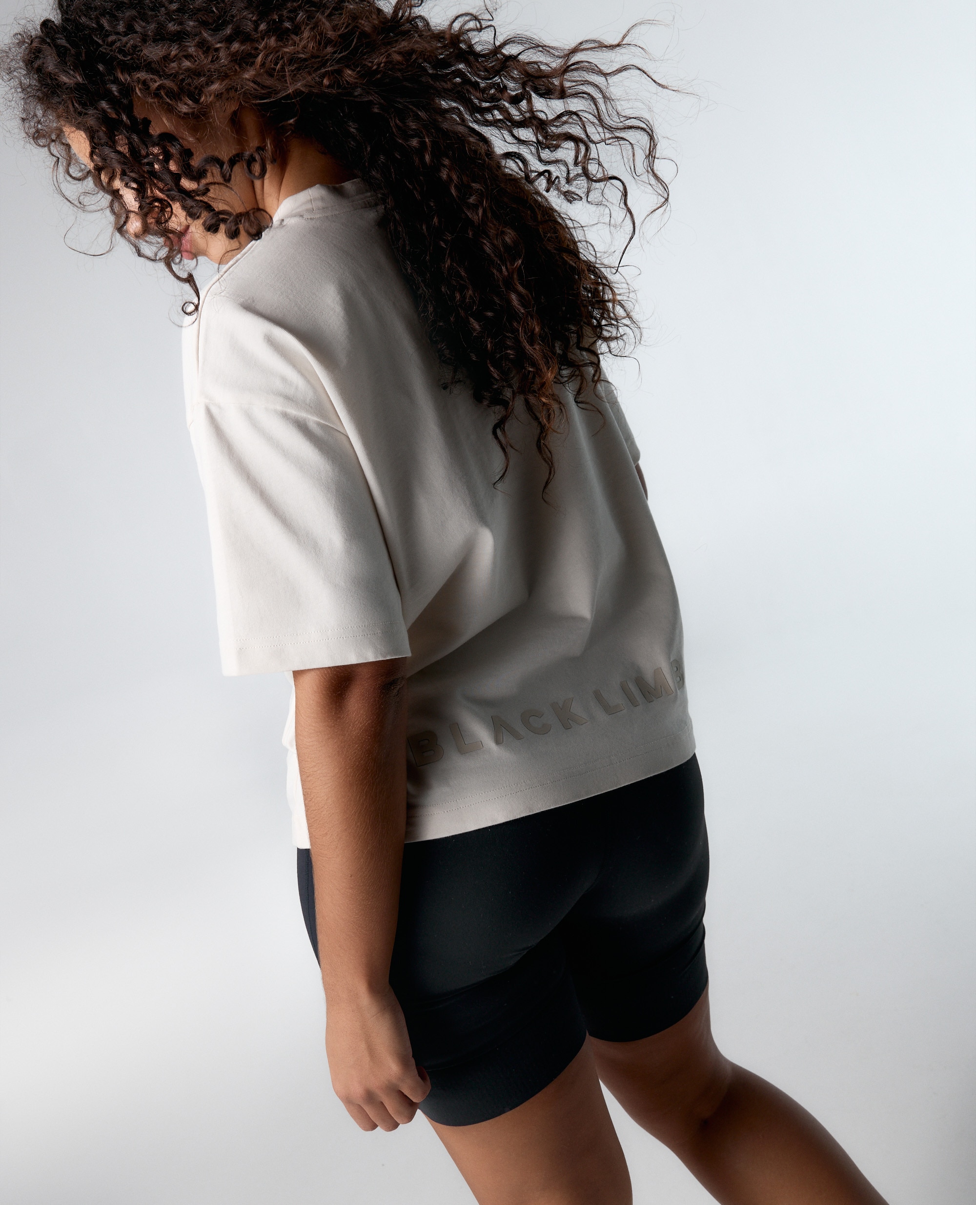T-shirt Desportiva Oversize de Manga Curta Creme-6