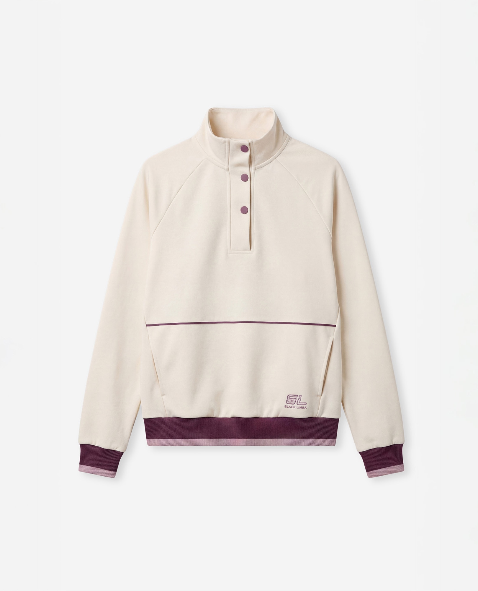 Sweatshirt Desportiva com Mangas Raglã e Gola Alta Creme-7