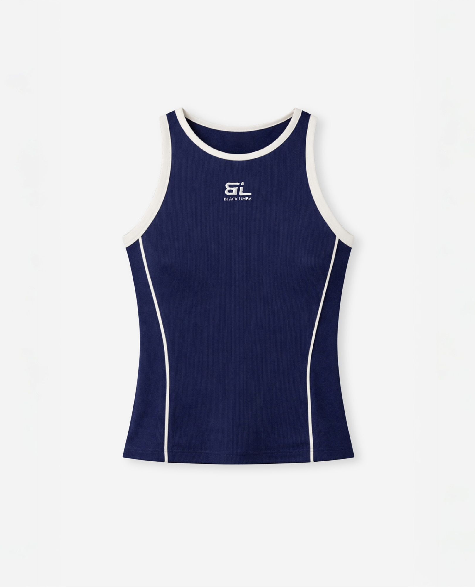 T-shirt Desportiva sem Mangas de Canelado Azul-marinho-8