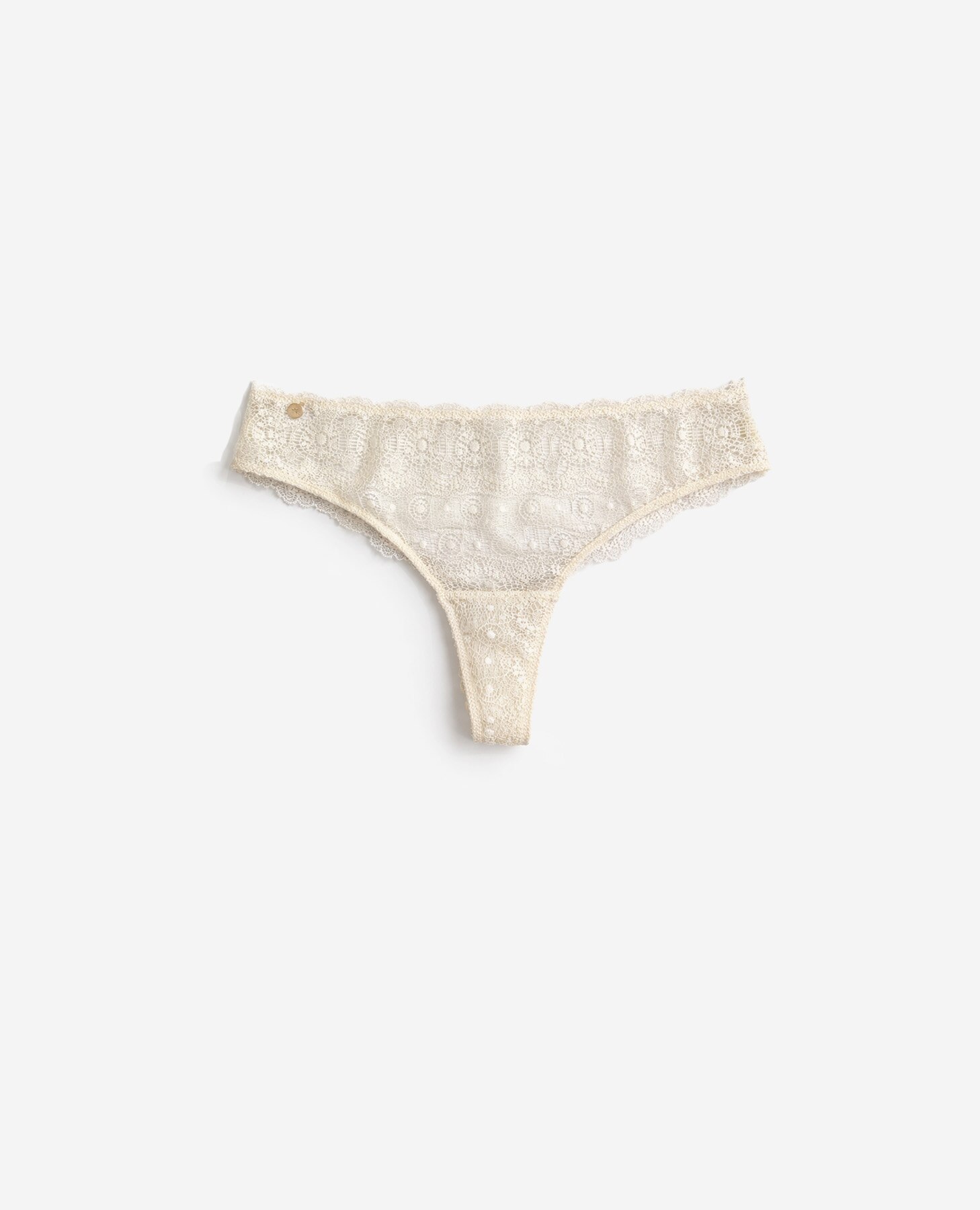 Cueca Brasileira de Renda Geométrica Creme-7
