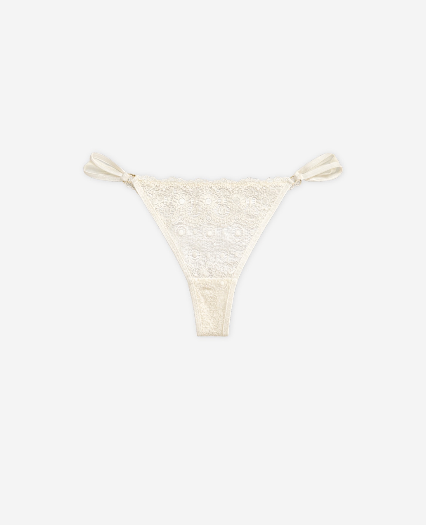 Cueca Brasileira de Renda Geométrica Creme-7
