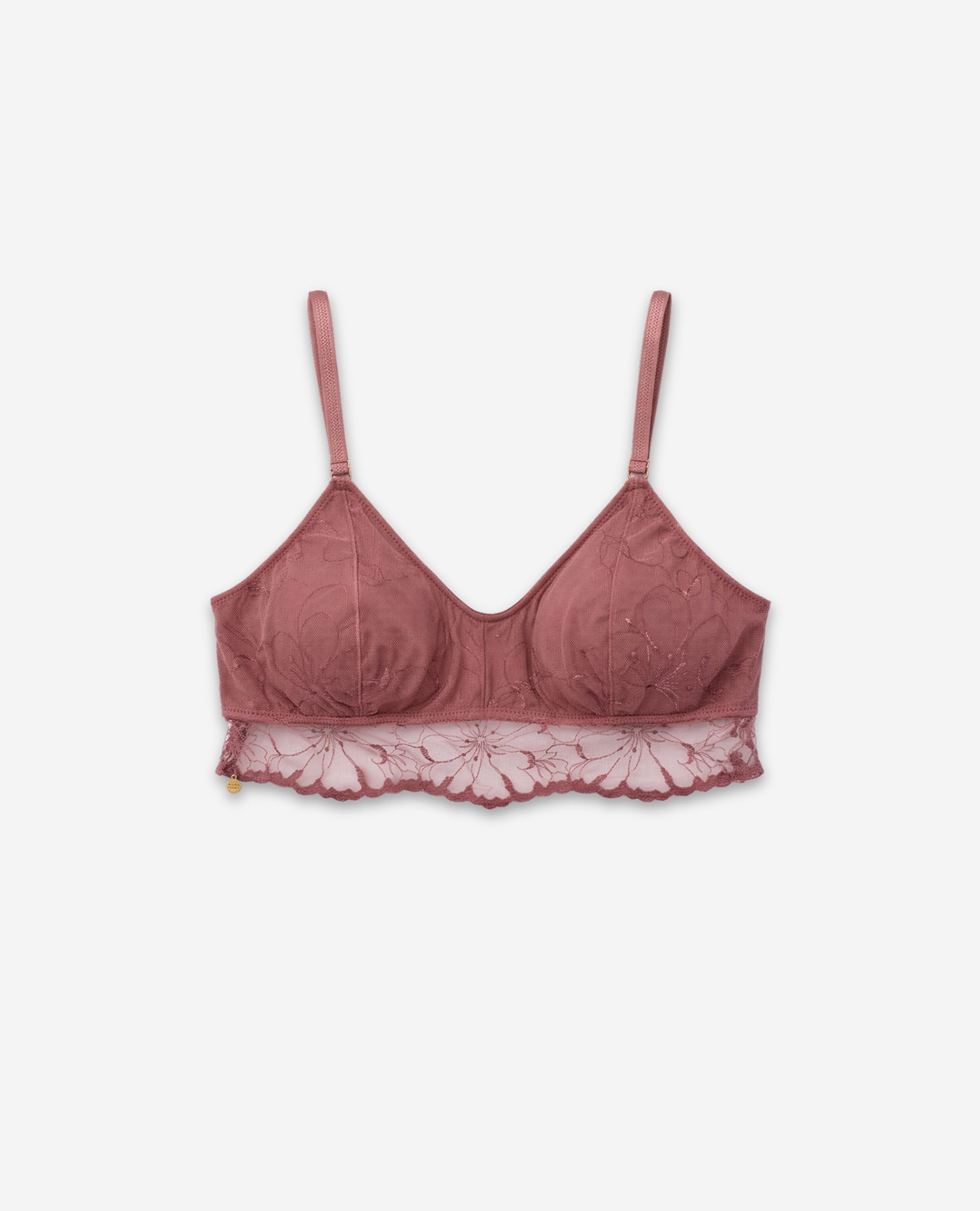 Soutien Bralette Balconette de Tule Bordado com Brilho Rosa-8