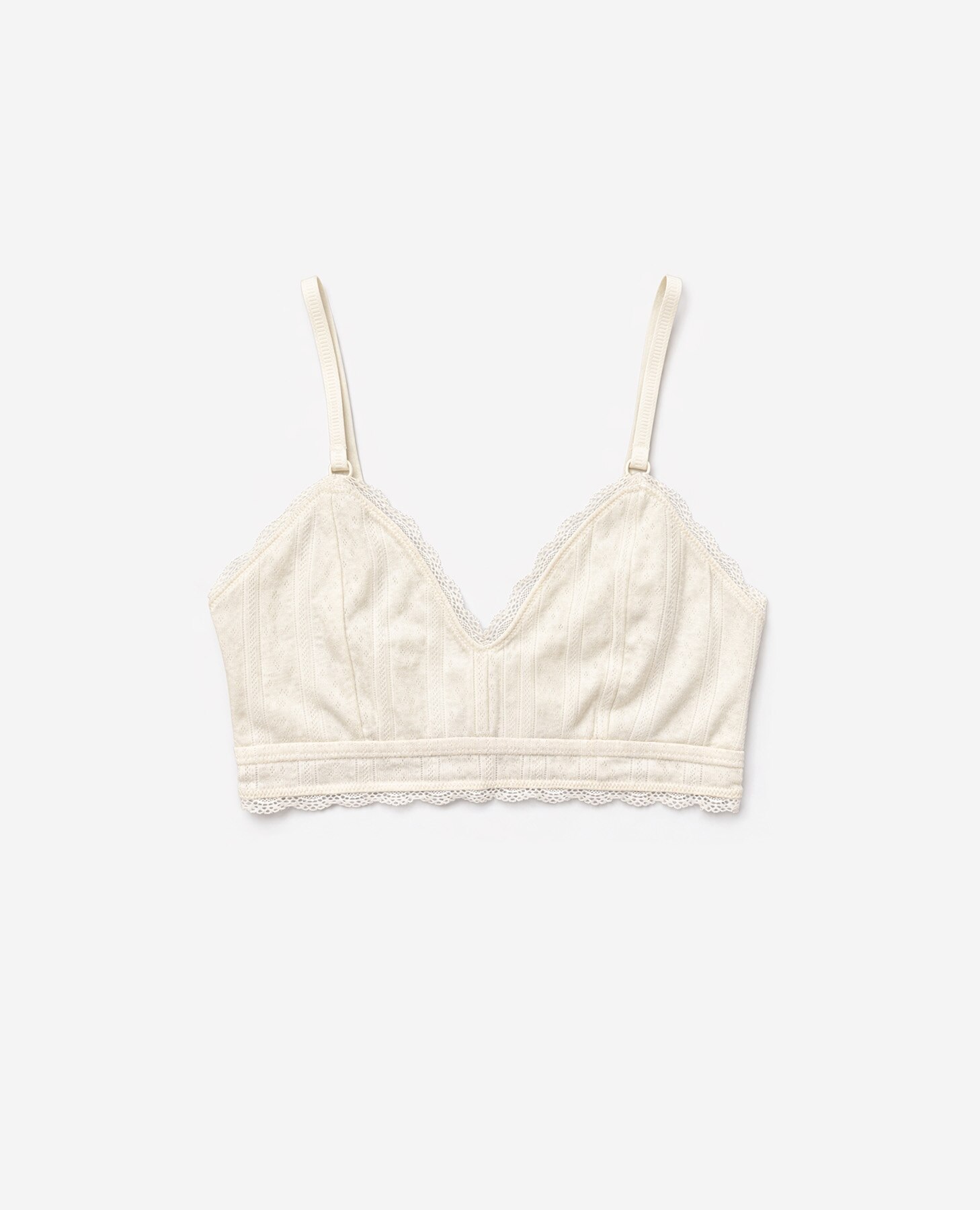 Soutien Bralette Triangular de Tecido Pointelle Perfurado Amarelo-6