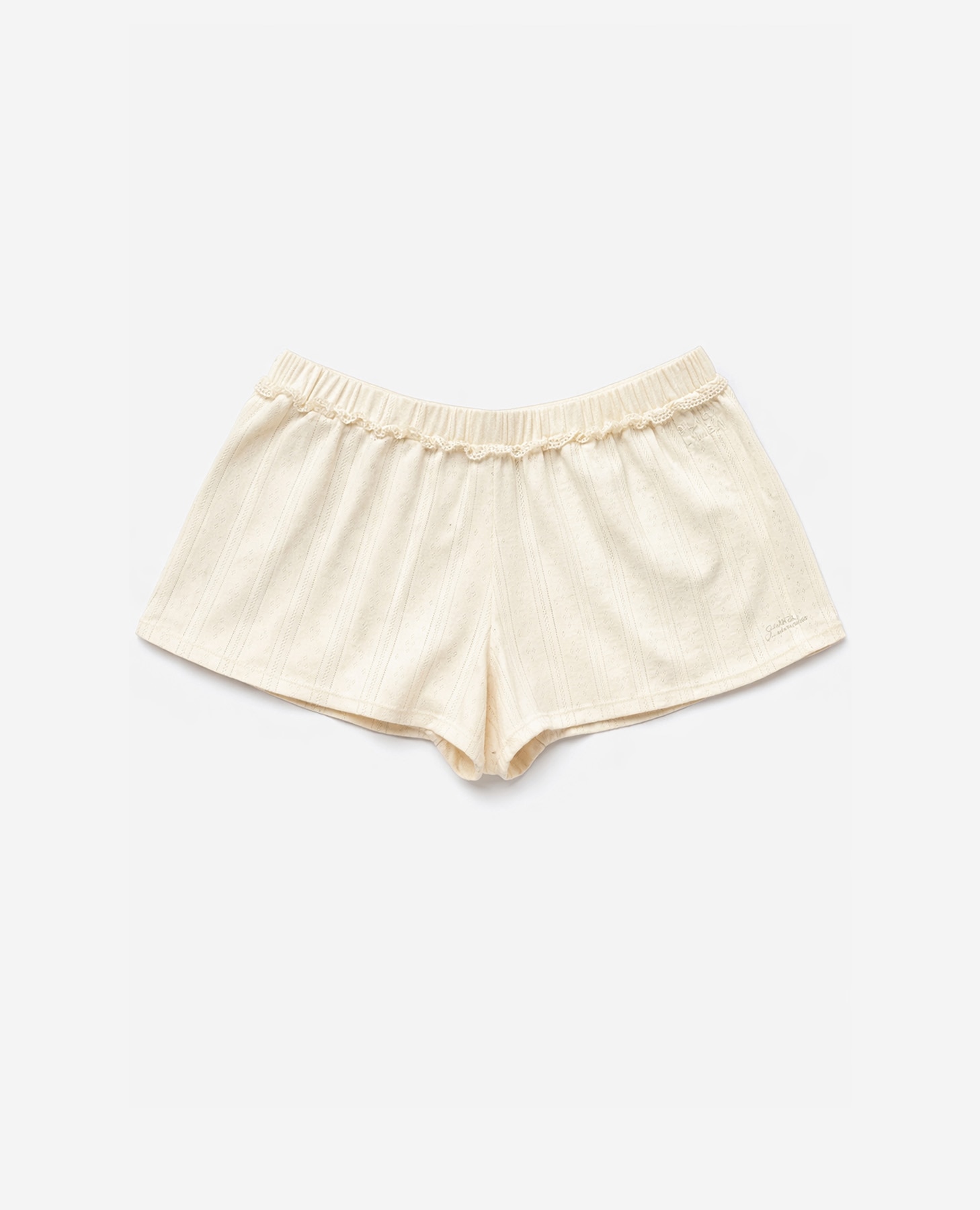 Calças de Pijama em Tecido Pointelle Perfurado Amarelo-8