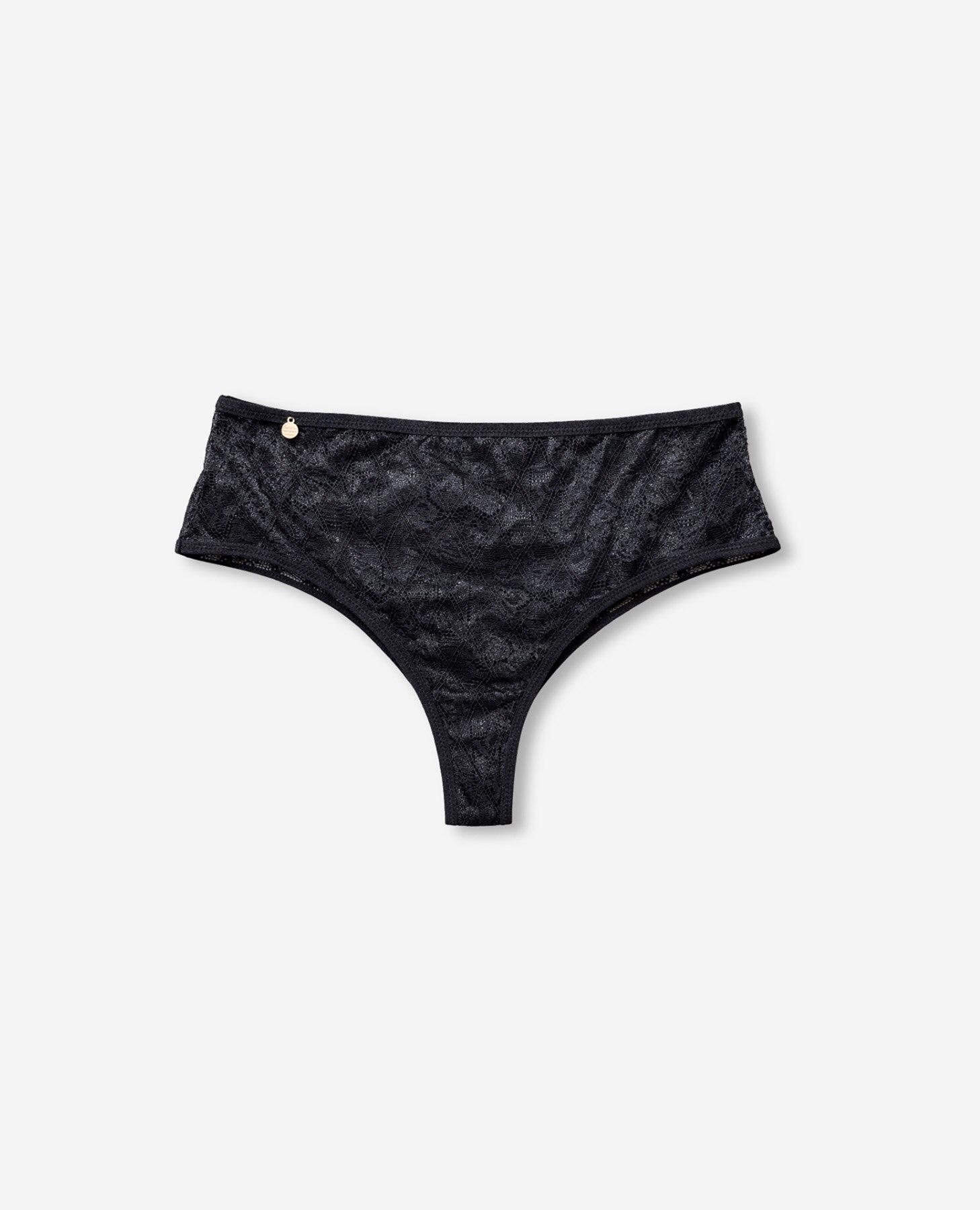 Cueca Alta de Renda Floral Preto-8