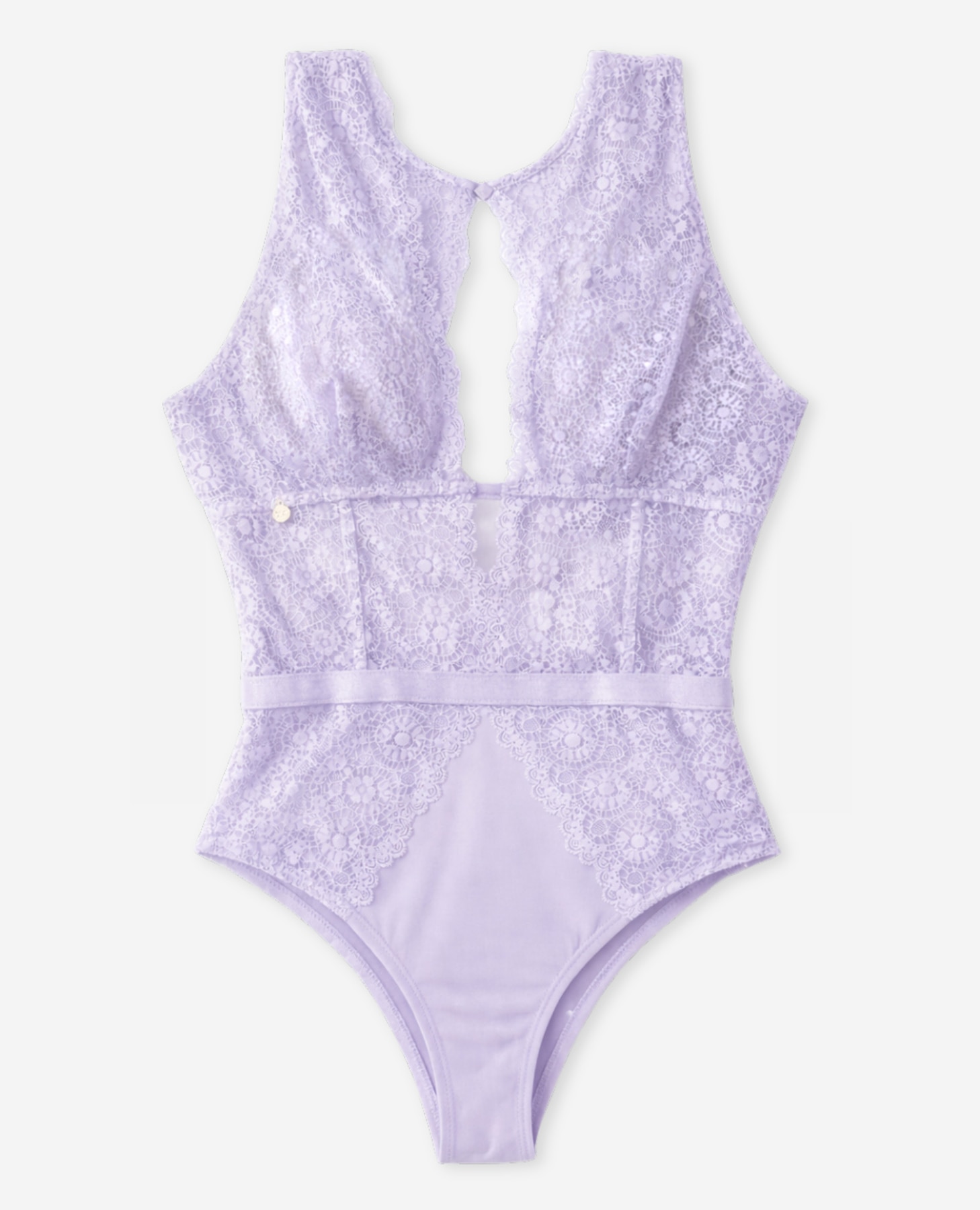 Body de Renda Geométrica com Gola Halter Lilás-8