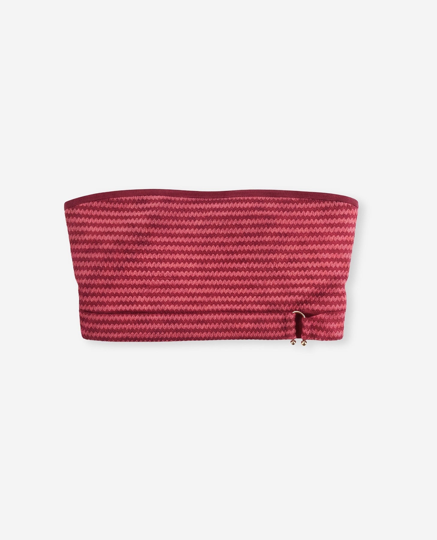 Top de Biquíni Bandeau em Jacquard Bicolor Reversível Bordeaux-6