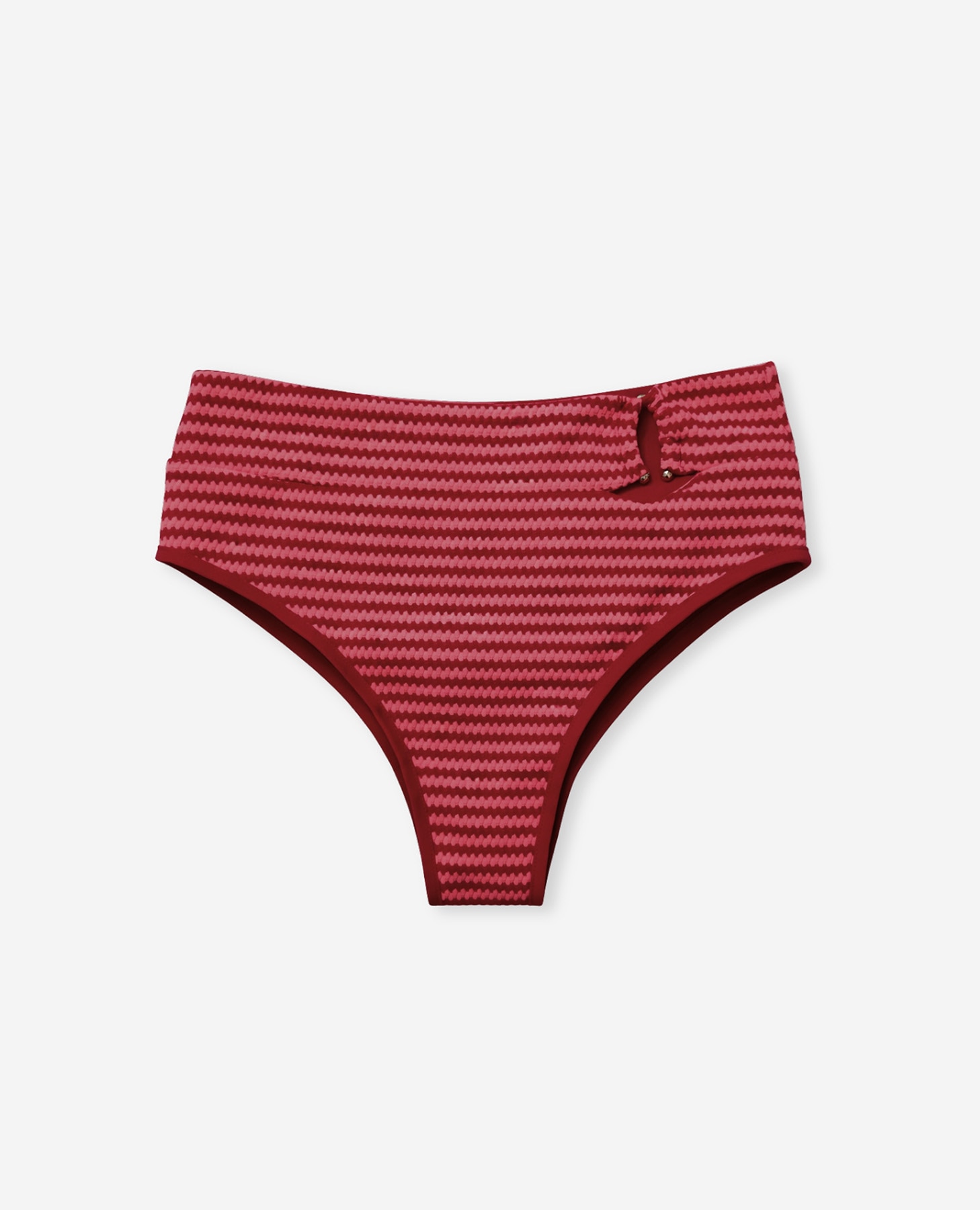 Cueca de Biquíni Alta em Jacquard Bicolor Reversível Bordeaux-7