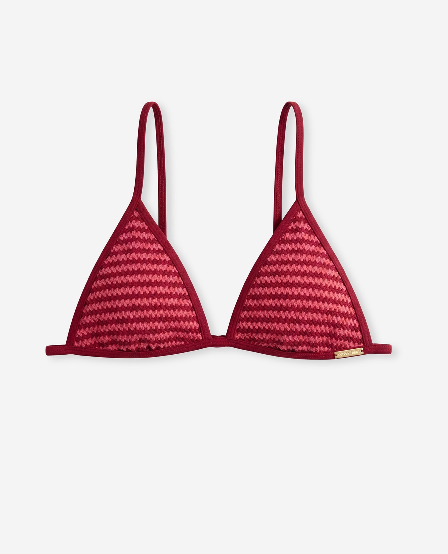 Top de Biquíni Triangular em Jacquard Bicolor Reversível Bordeaux-8