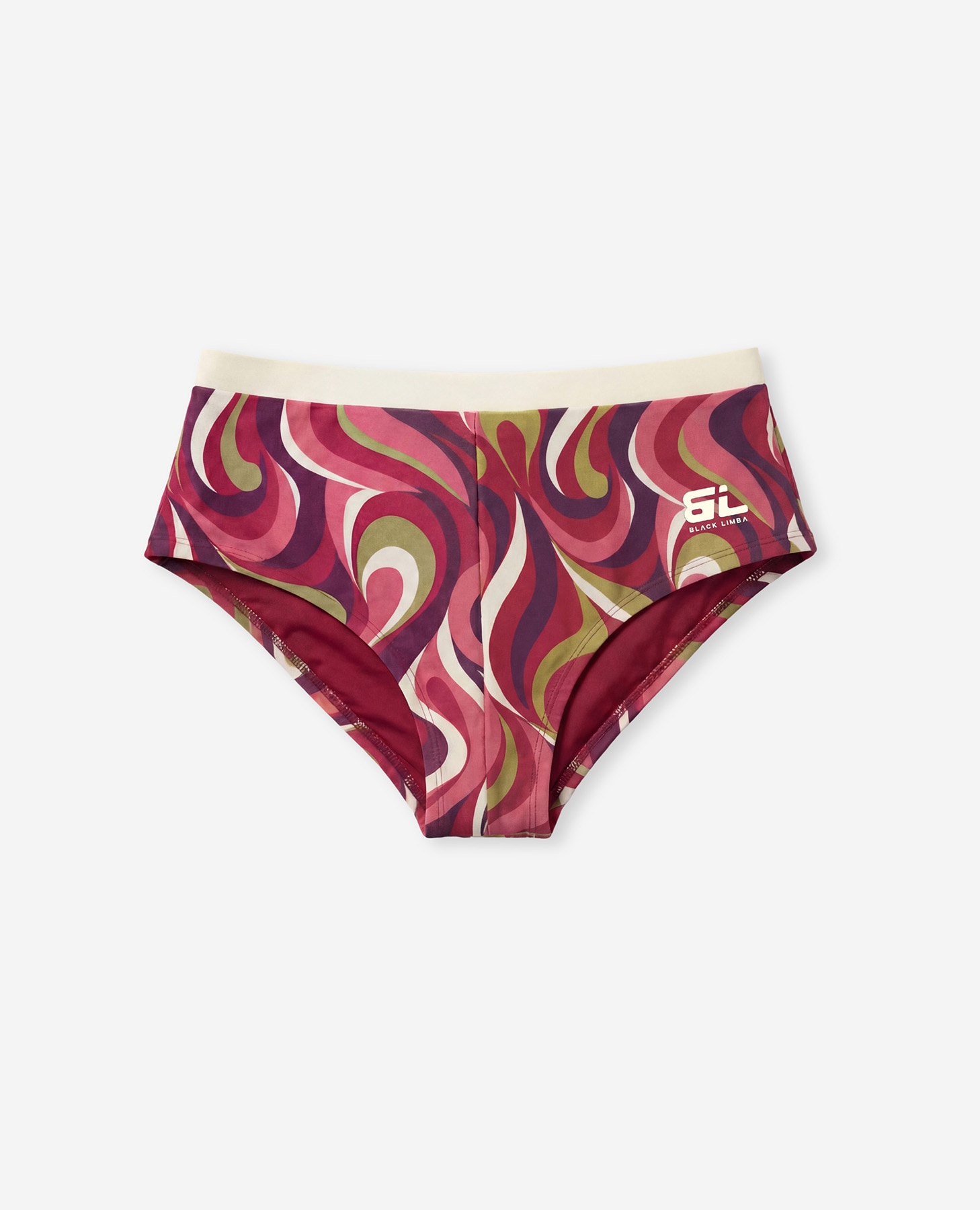 Cueca de Biquíni Culotte com Estampado Retro em Bordeaux Bordeaux-6