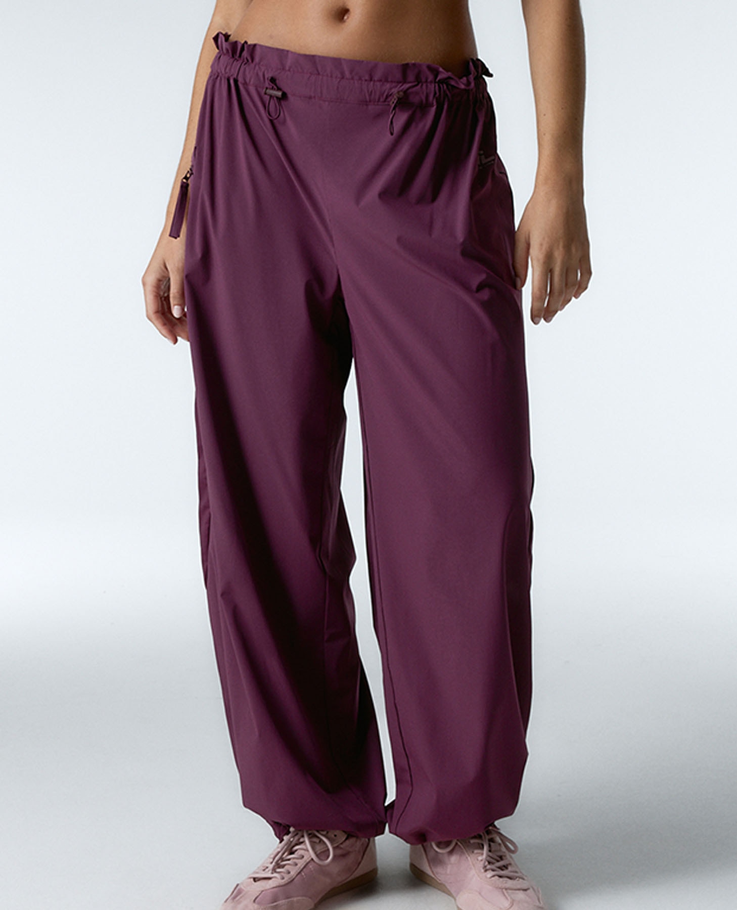 Leggings Desportivos de Tecido Leve e Bainha Regulável Bordeaux-1
