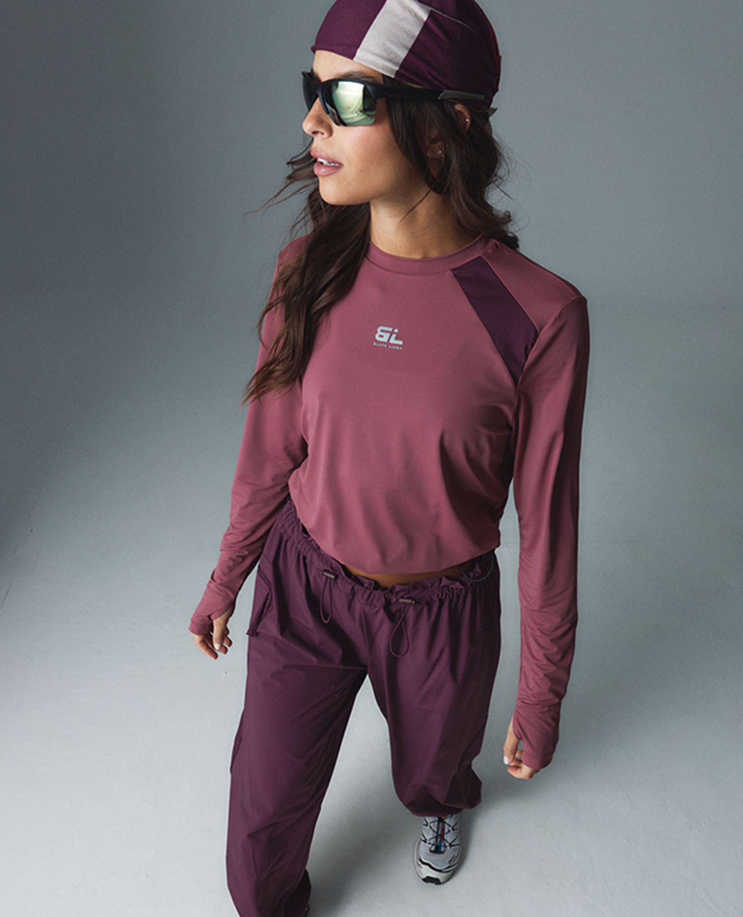 Leggings Desportivos de Tecido Leve e Bainha Regulável Bordeaux-6