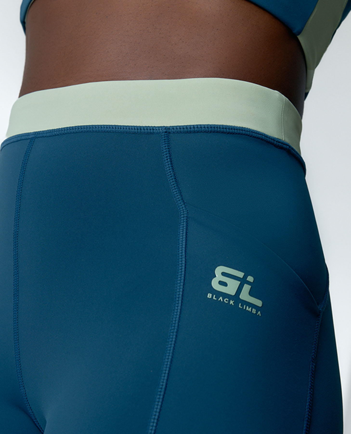 Leggings Desportivos com Painéis Laterais de Suporte Médio Azul / Verde-4