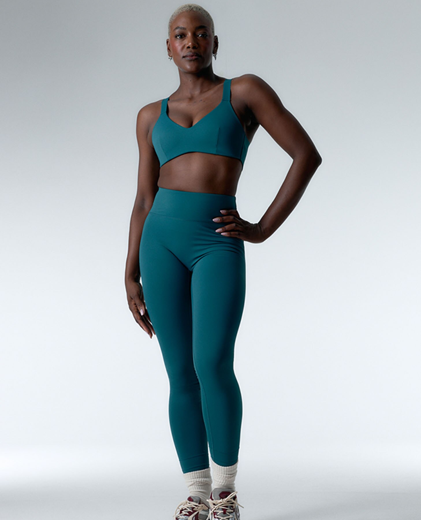 Leggings Desportivos Compressivos com Bainhas Recortáveis Verde-4