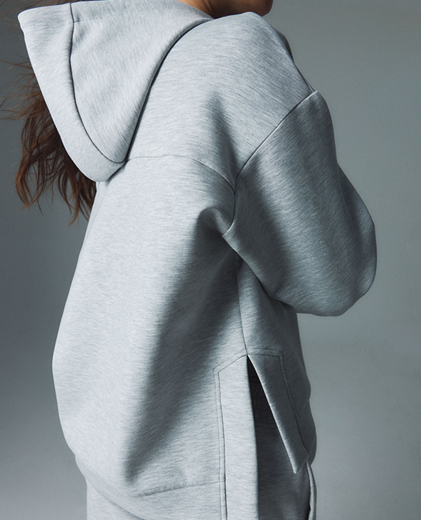 Sweatshirt Desportiva Jaspeada com Capuz Cinzento-2