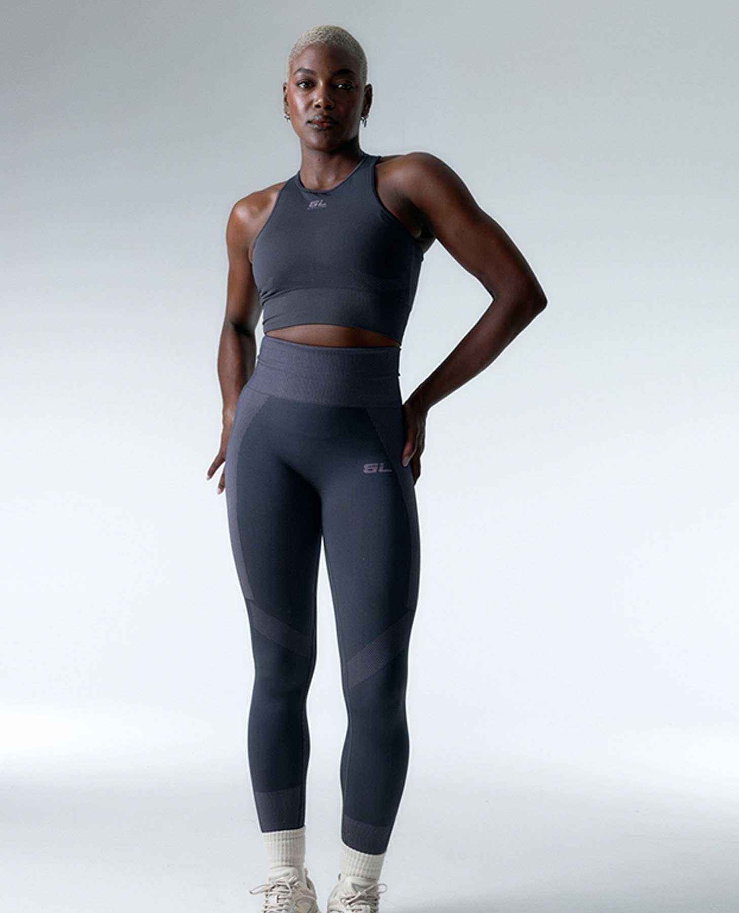 Leggings Desportivos Seamless Compresivo Cinzento-5