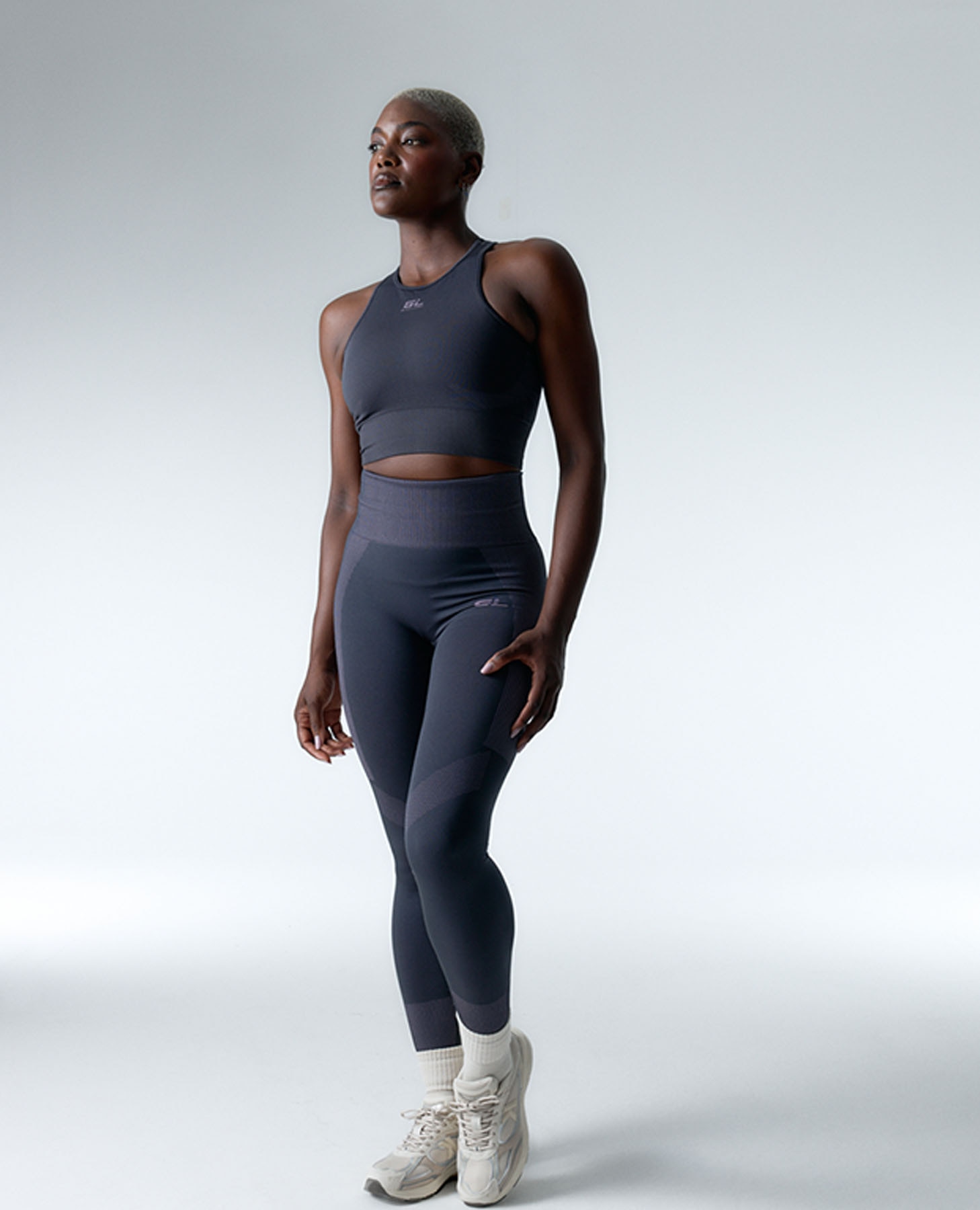 Leggings Desportivos Seamless Compresivo Cinzento-7