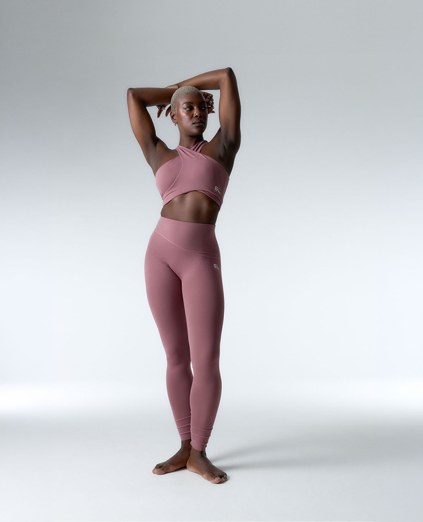 Leggings Desportivos Efeito Pêssego de Suporte Médio Rosa-5