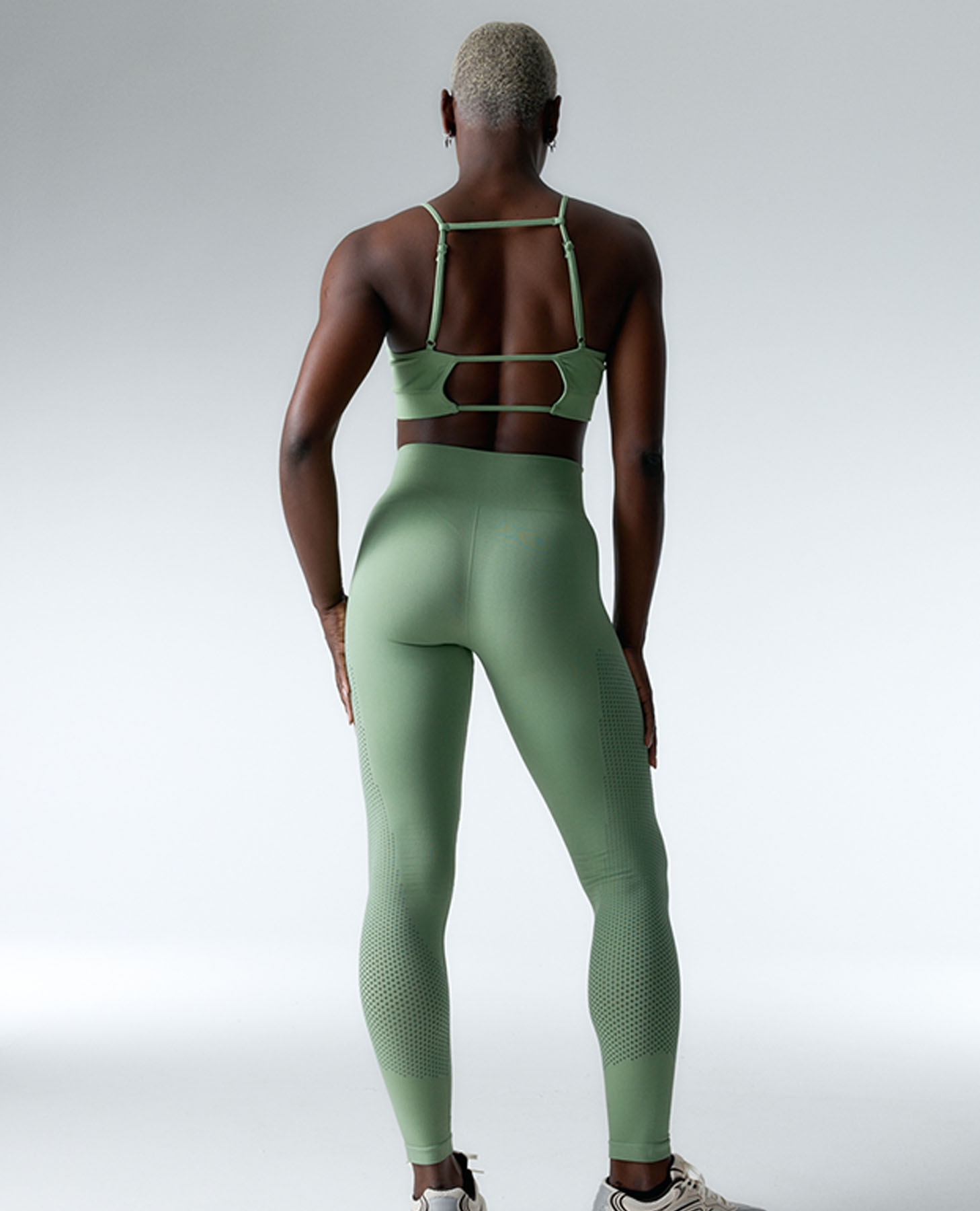 Leggings Desportivos Seamless de Baixa Sustentação Verde-6