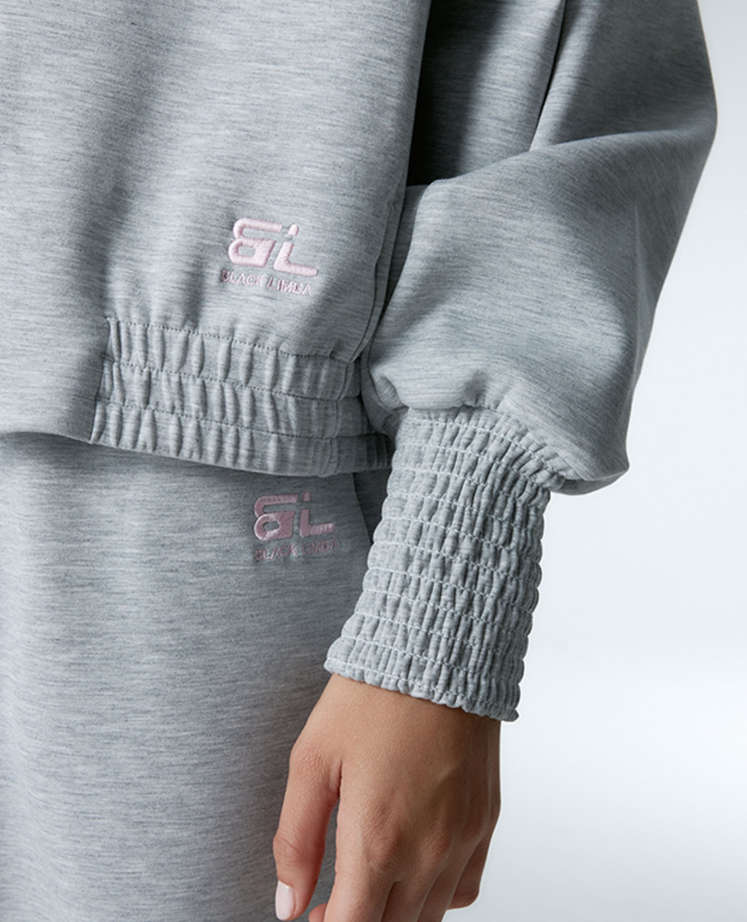 Sweatshirt Desportiva Mesclada Estilo Bomber Cinzento-3