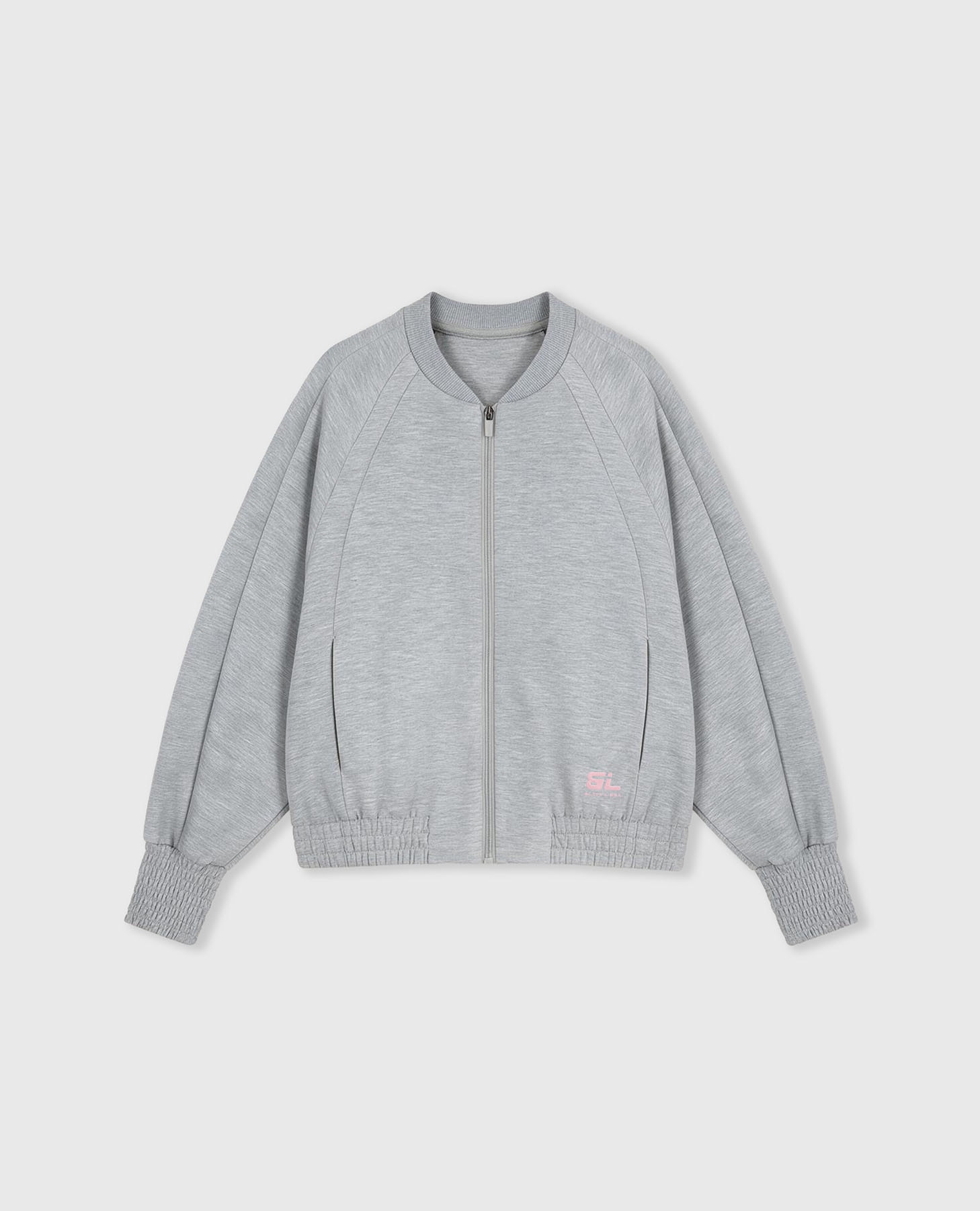 Sweatshirt Desportiva Mesclada Estilo Bomber Cinzento-7