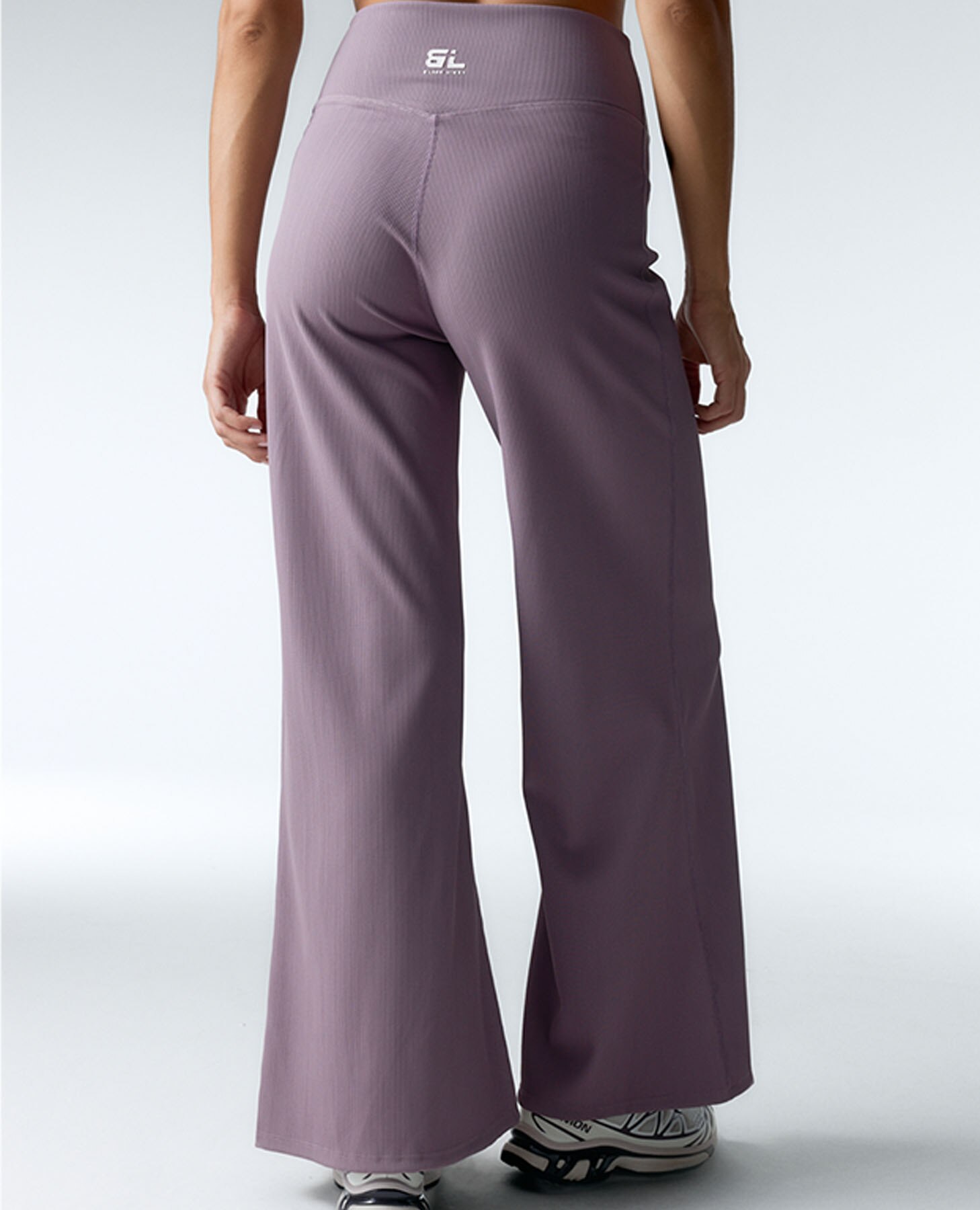 Leggings Desportivos Flare de Canelado Rosa-2