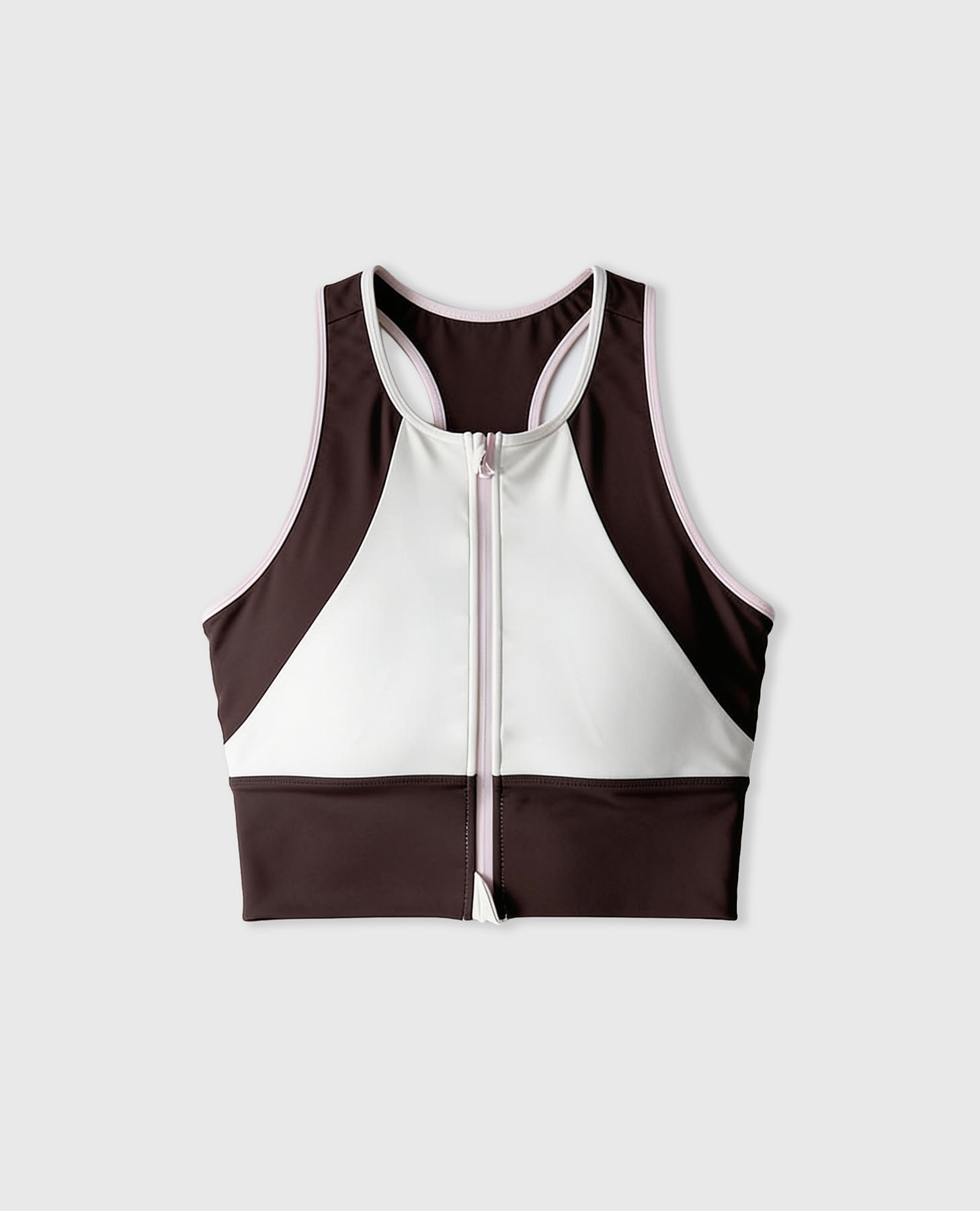 Soutien Desportivo com Blocos de Cor de Sustentação Alta Castanho-chocolate-8