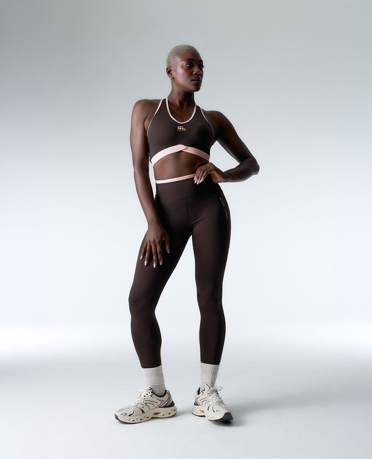 Leggings Desportivos Recortáveis de Alta Sustentação Castanho-chocolate-5