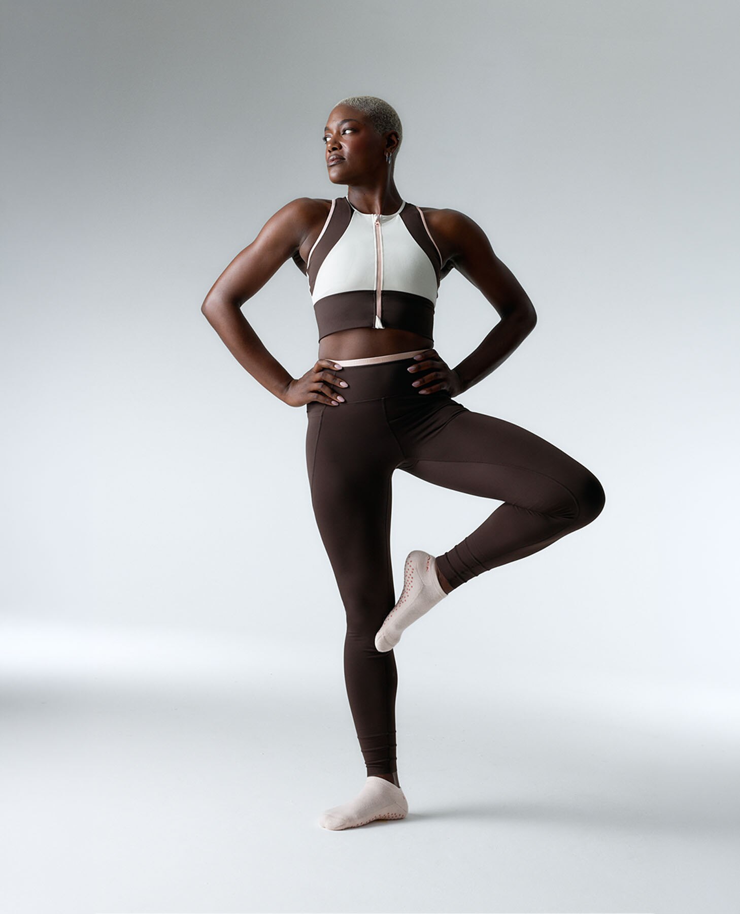 Leggings Desportivos Recortáveis de Alta Sustentação Castanho-chocolate-6