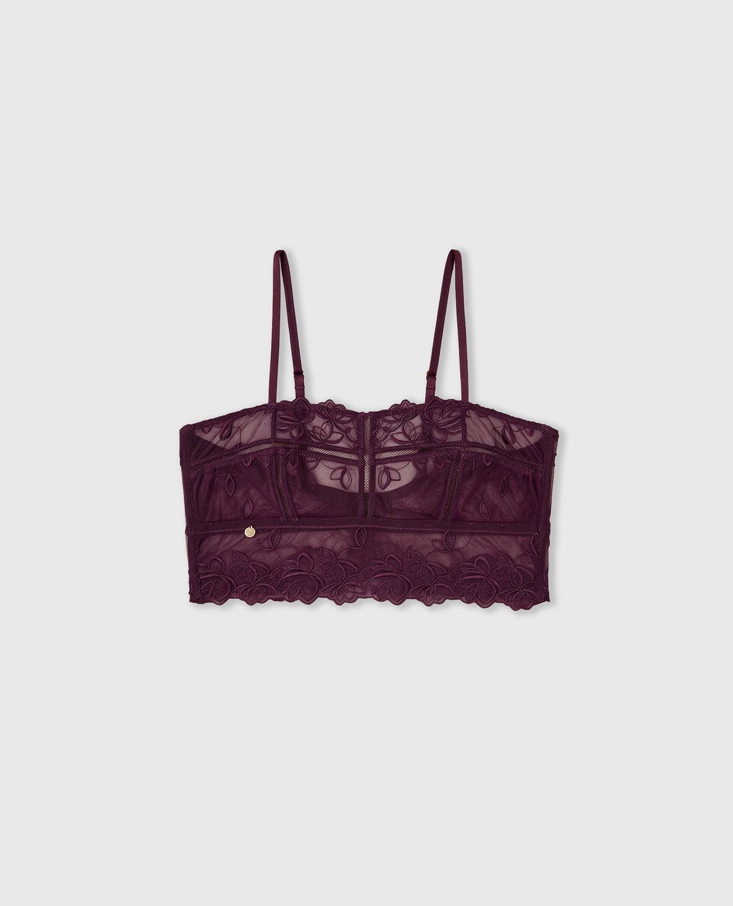 Soutien Bralette Balconette de Tule Bordado Bordeaux-8