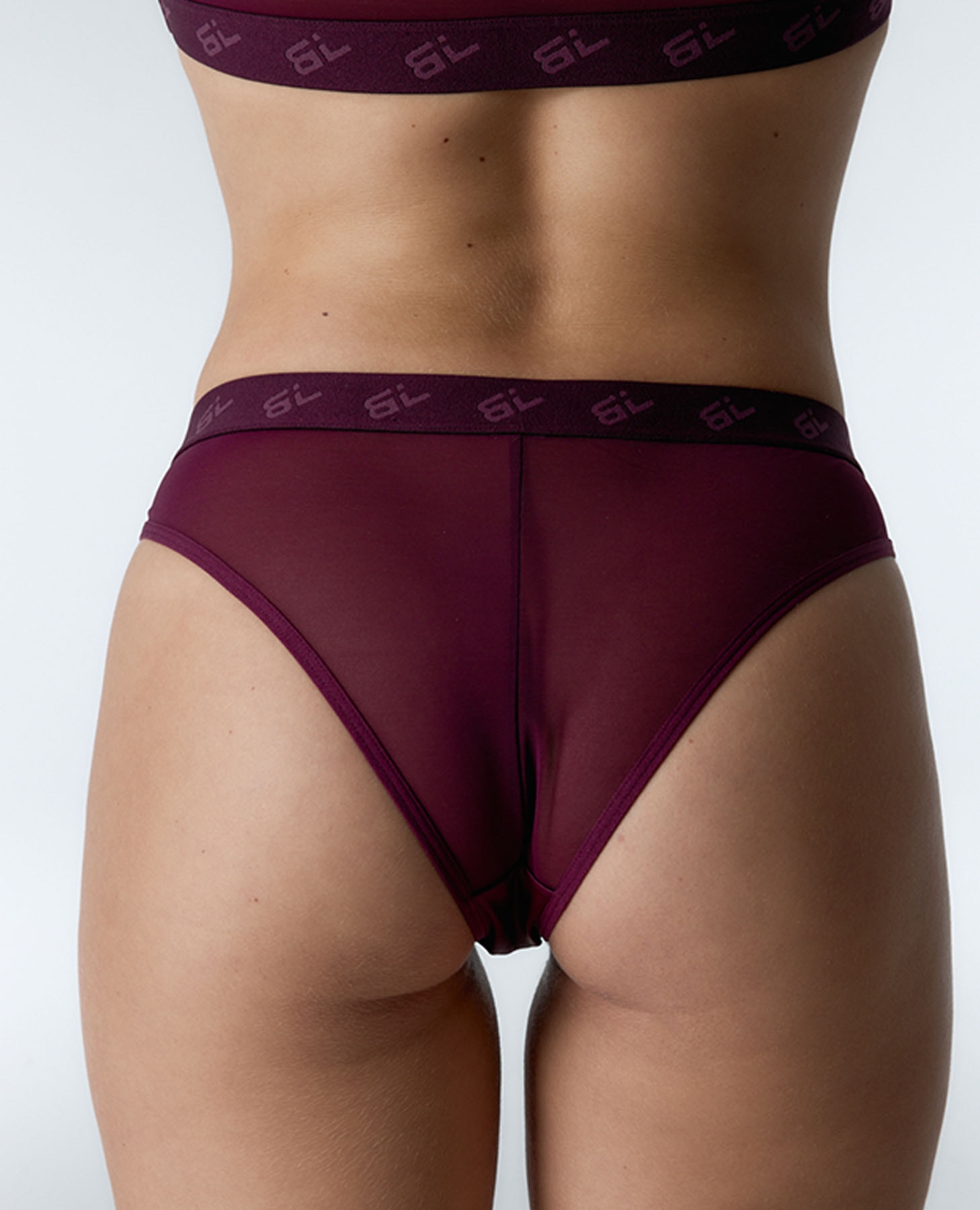 Cueca Brasileira de Microfibra e Mesh Bordeaux-2