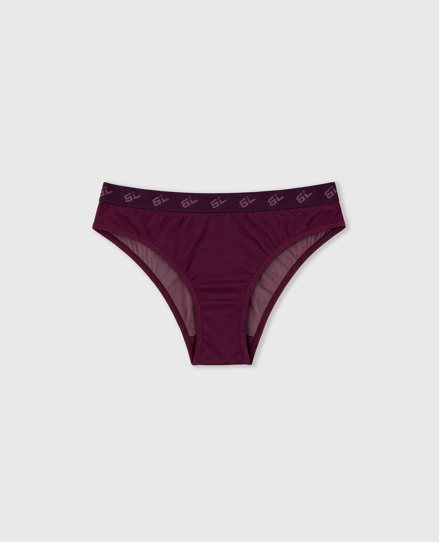 Cueca Brasileira de Microfibra e Mesh Bordeaux-6