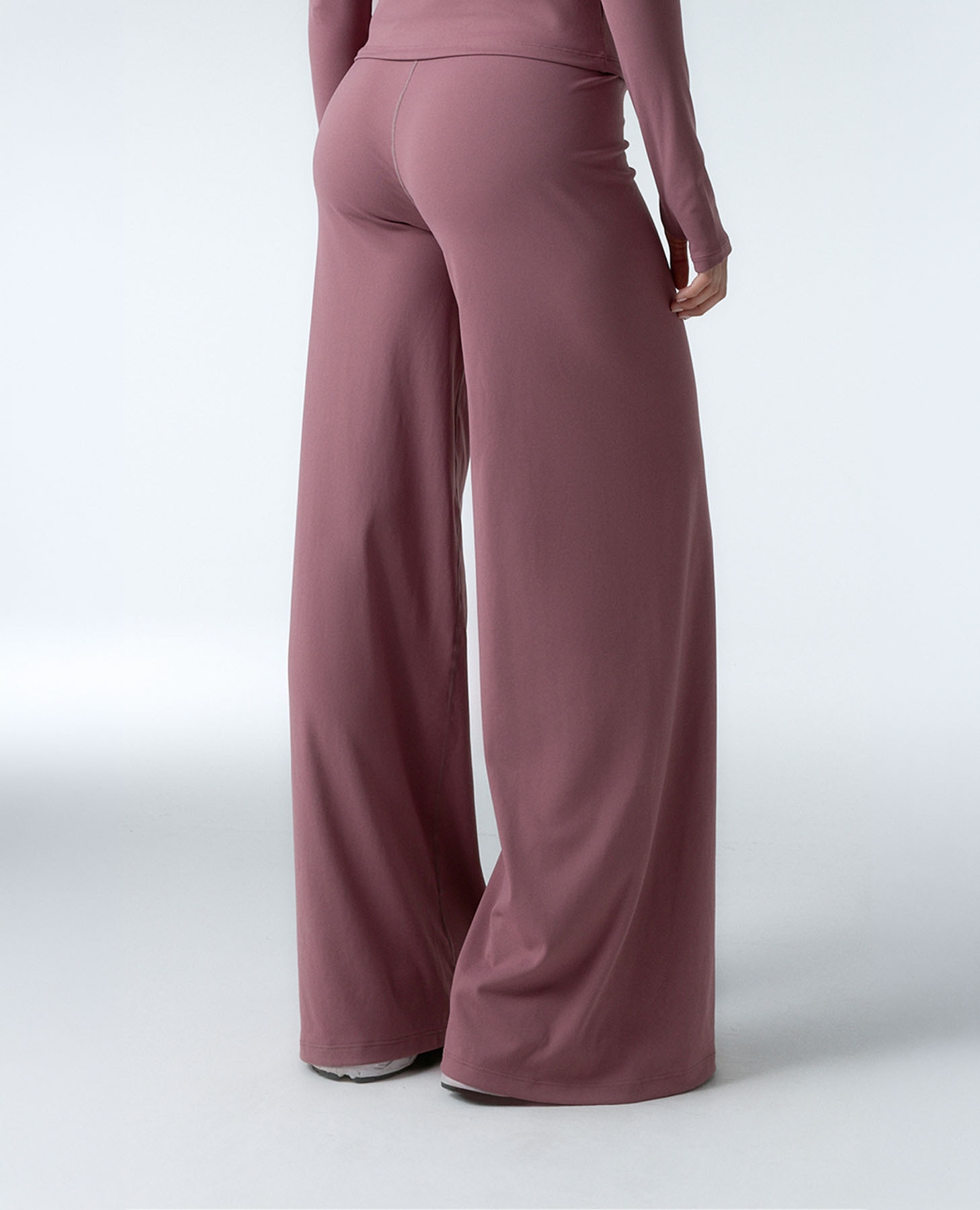Leggings Desportivos Wide Leg de Tecido Suave Rosa-2