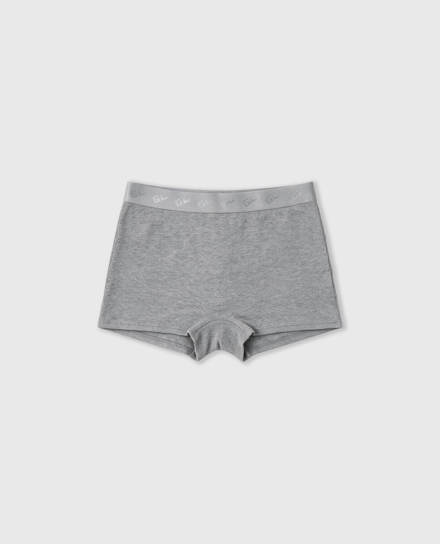 Culotte de Algodão Liso Cinzento-6