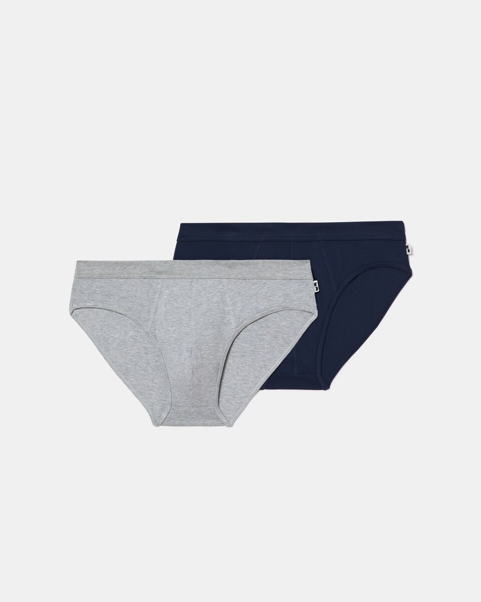 Pack de Dois Slip Fechados com Algodão Elástico Cinzento-1