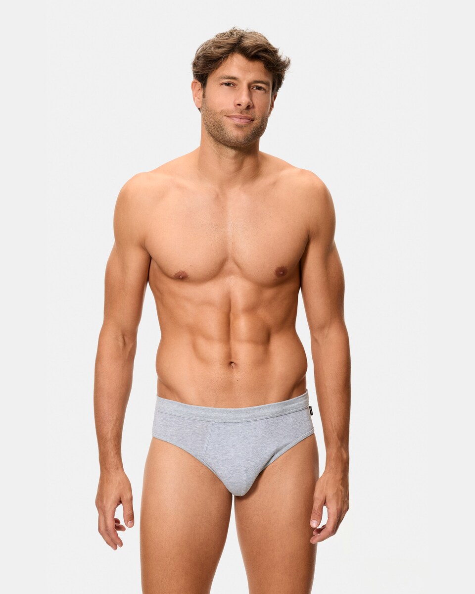 Pack de Dois Slip Fechados com Algodão Elástico Cinzento-2