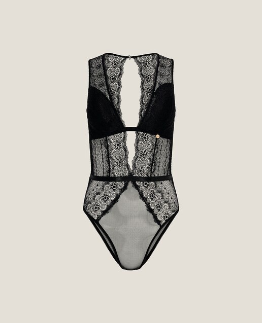 Imagem 0 de Body de Renda Geométrica com Gola Halter