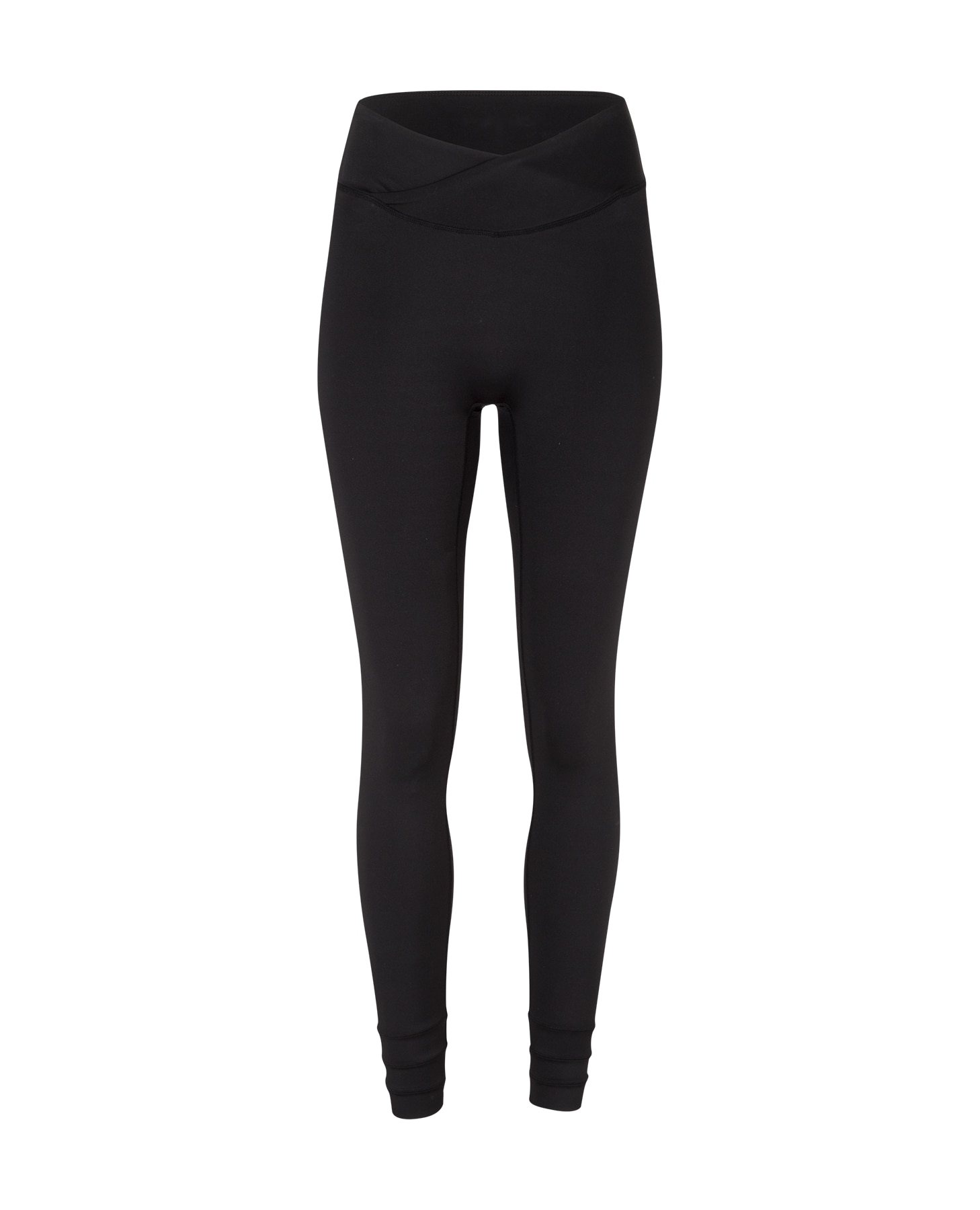 Calças Desportivas de Cintura Alta em Forma de V e Bainha Recortável Preto-6
