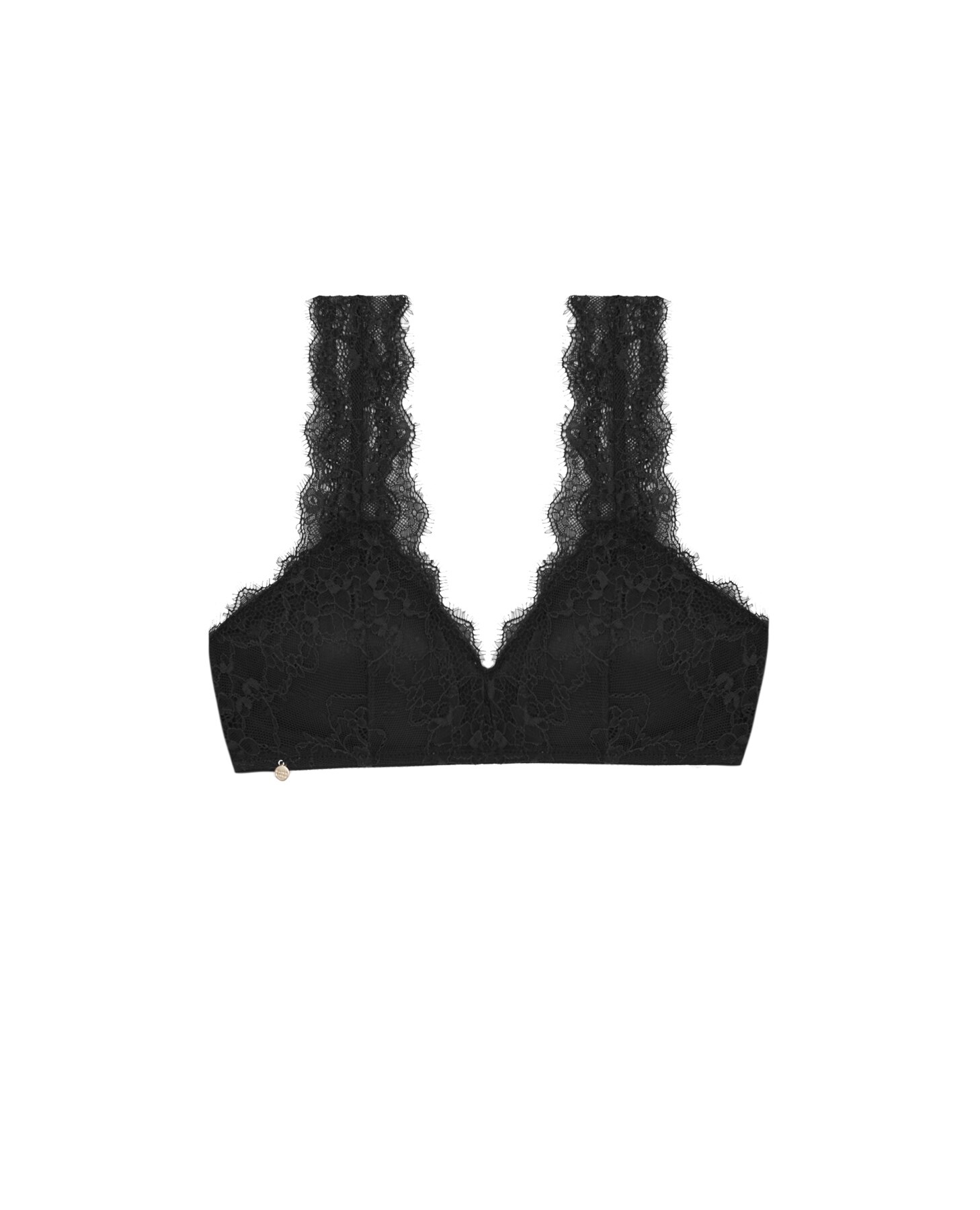 Soutien Bralette Halter de Renda Floral Preto-6