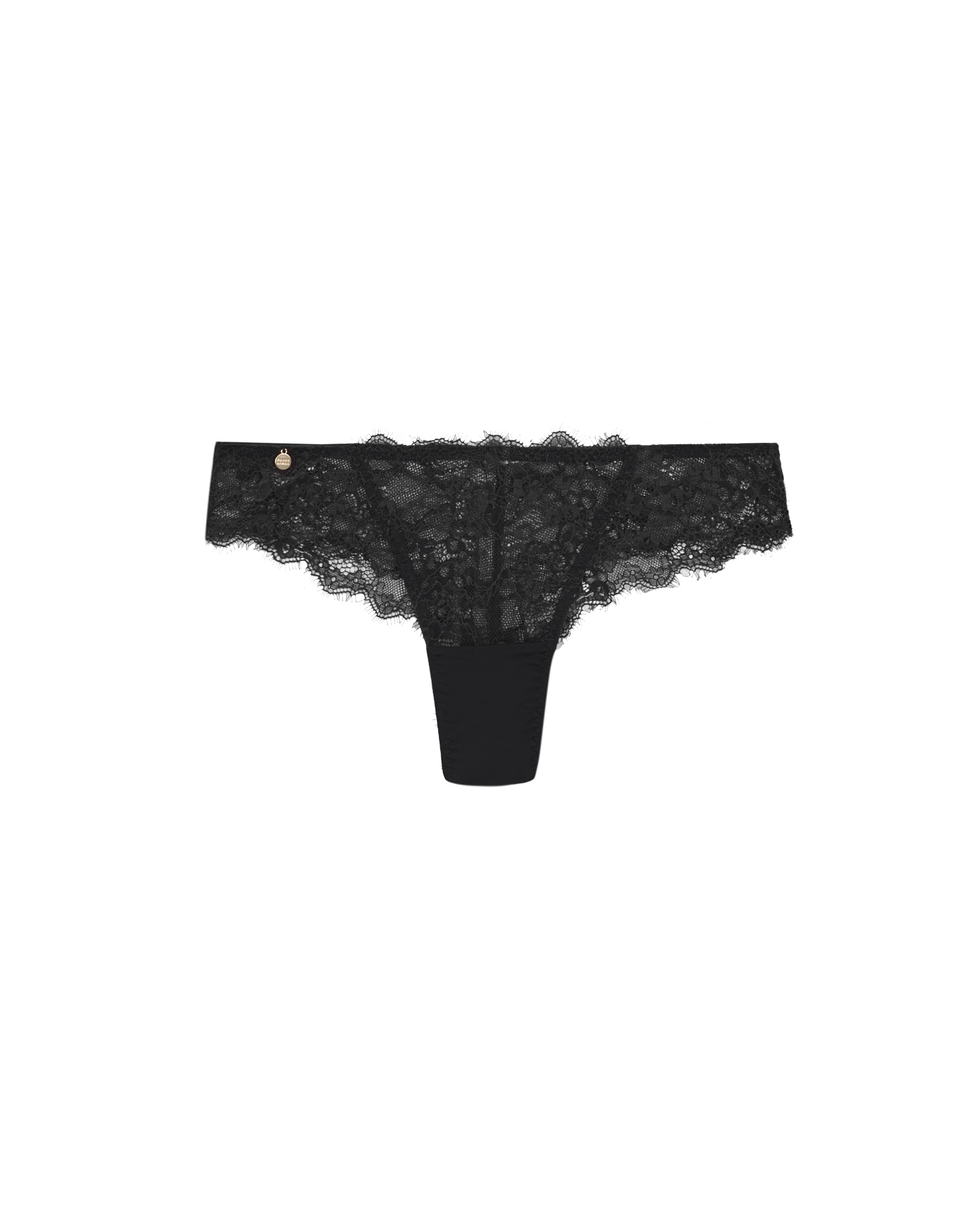 Cueca Brasileira de Renda Floral com Detalhes em Microfibra Preto-6