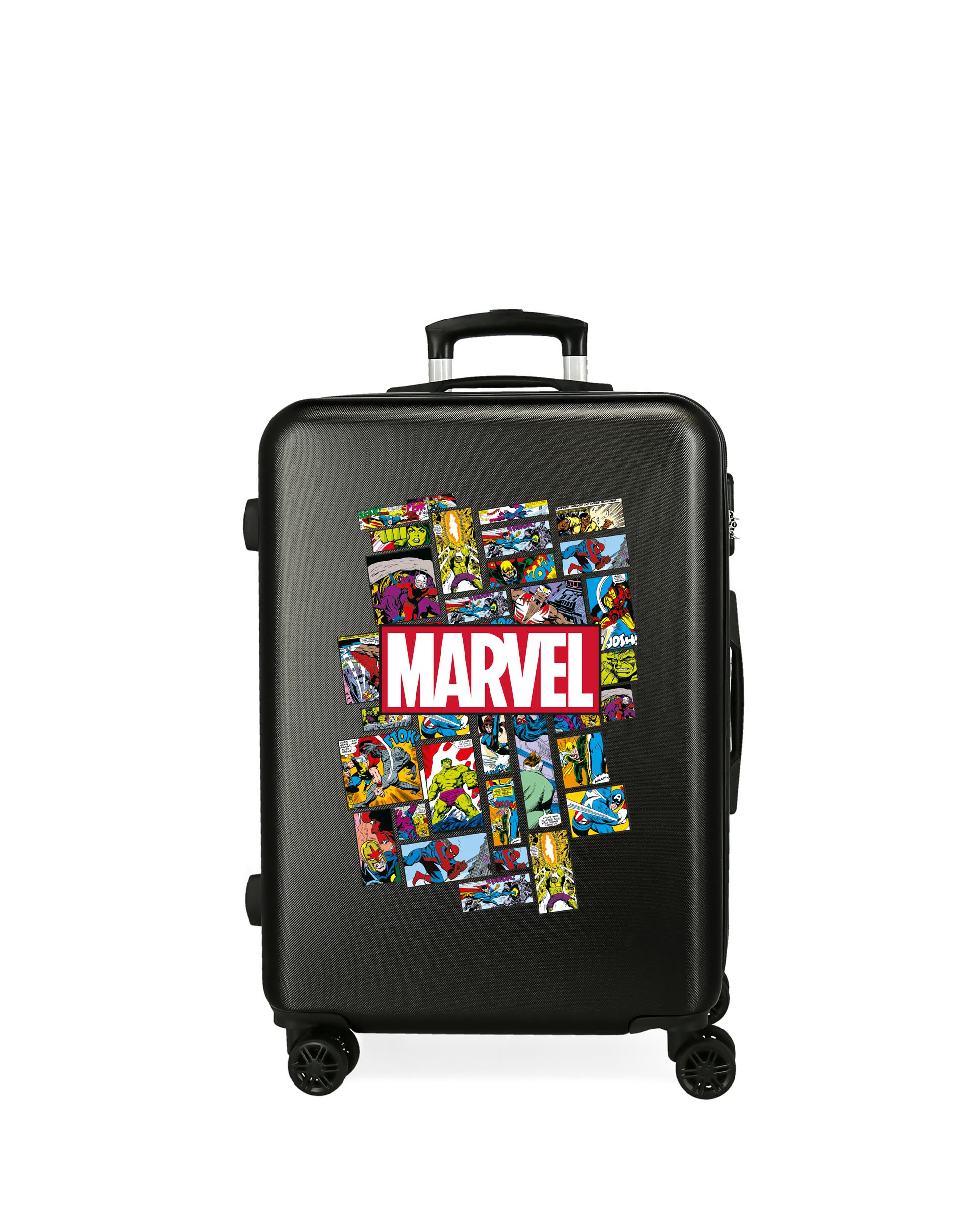 Mala Média Infantil Comic Marvel Rígida com Capacidade de 70l Preto-1
