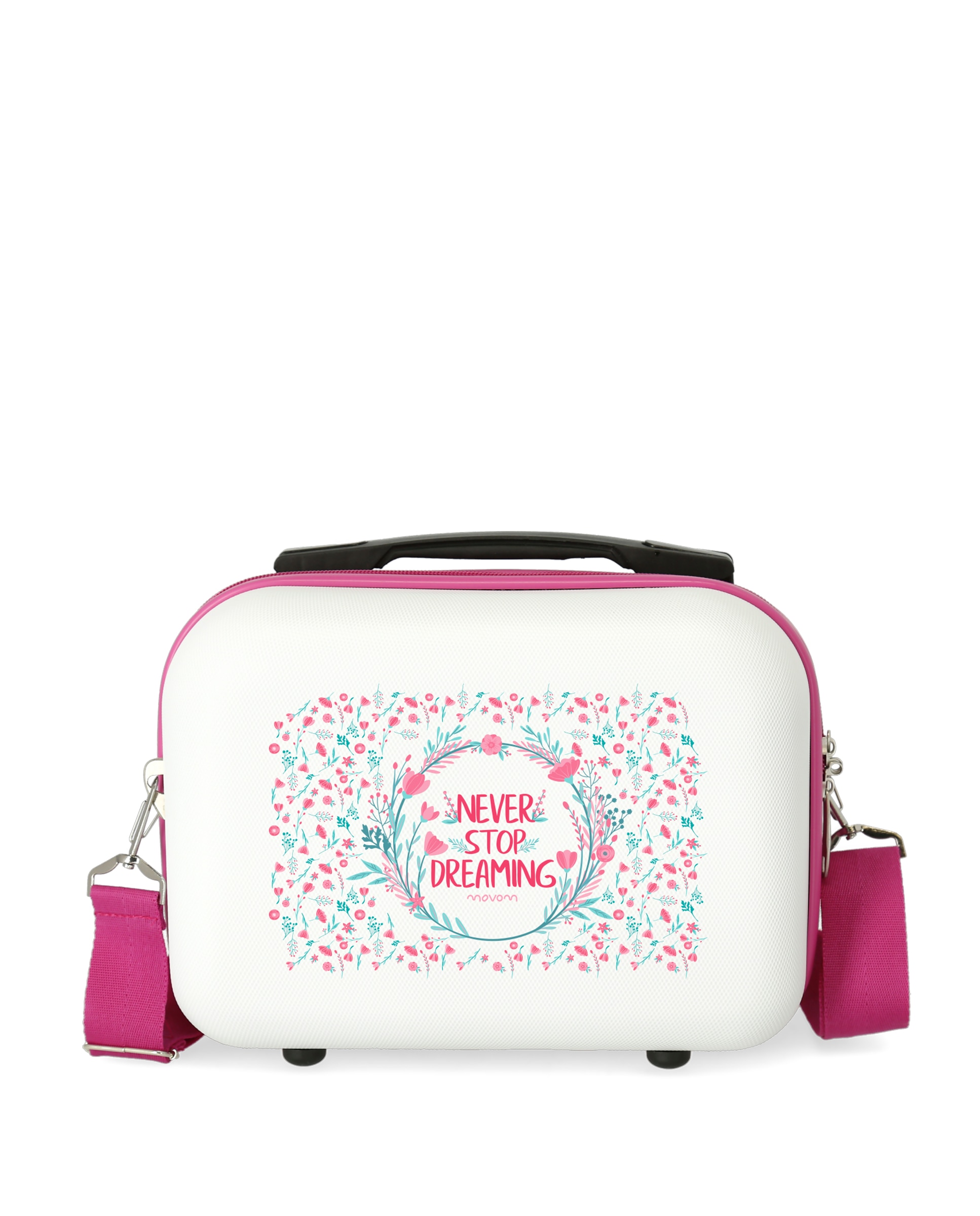 Necessaire Movom Never Stop Rígido Adaptável a Trolley Branco / Fúcsia-1