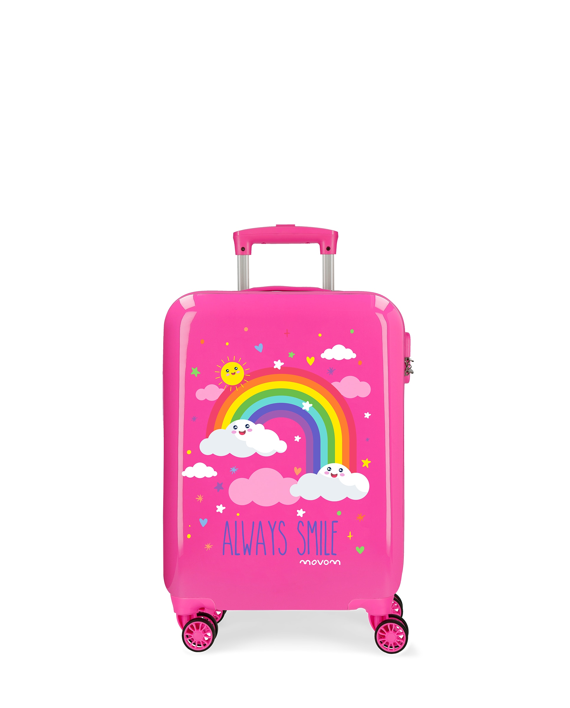 Imagem 0 de Mala de Cabine Movom Arcoiris Always Smile Rígida 55cm em Branco Rígida com Capacidade de 35l