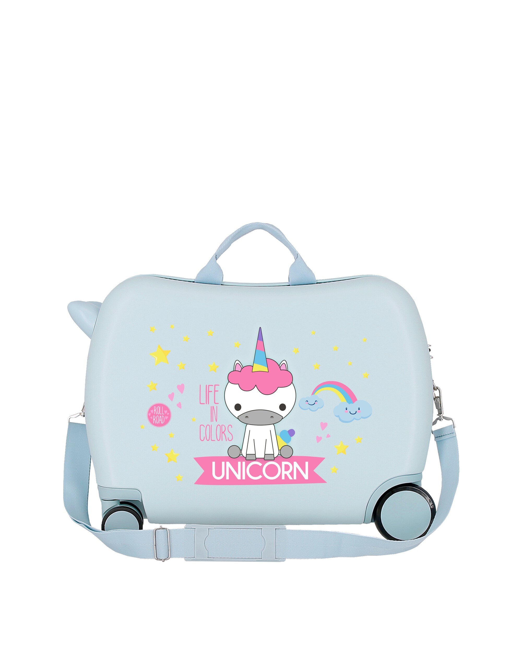 Mala Infantil 2 Rodas Multidirecionais 50 Cm Roll Road Little Me Abs com Capacidade de 34l em Azul-claro Azul-3