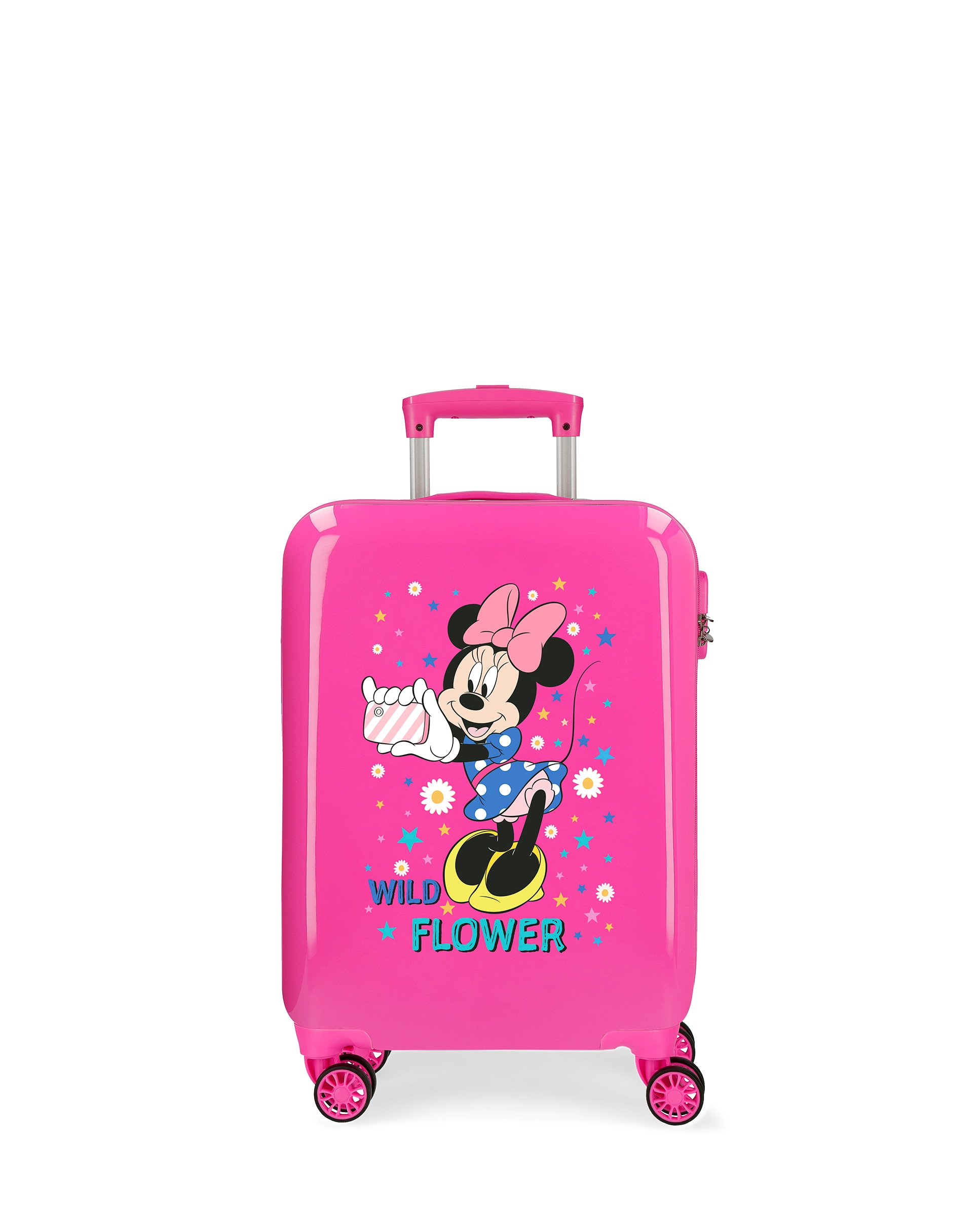 Mala de Cabine Infantil Minnie Wild Flower Rígida com Capacidade de 34l Fúcsia-1