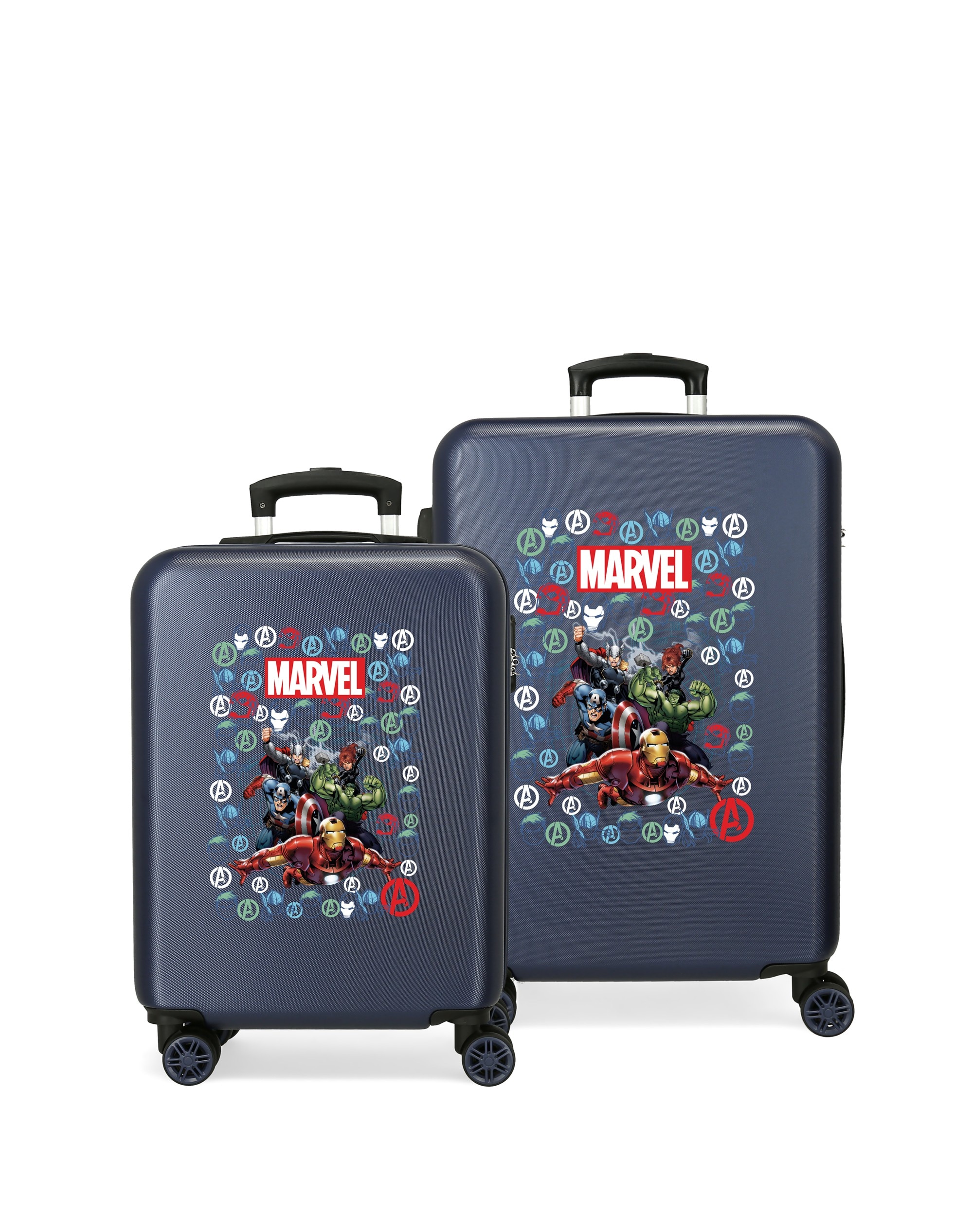 Imagem 0 de Conjunto de Malas (cabine e Média) Marvel Avengers Team Marinho Rígidas com Capacidade de 91l