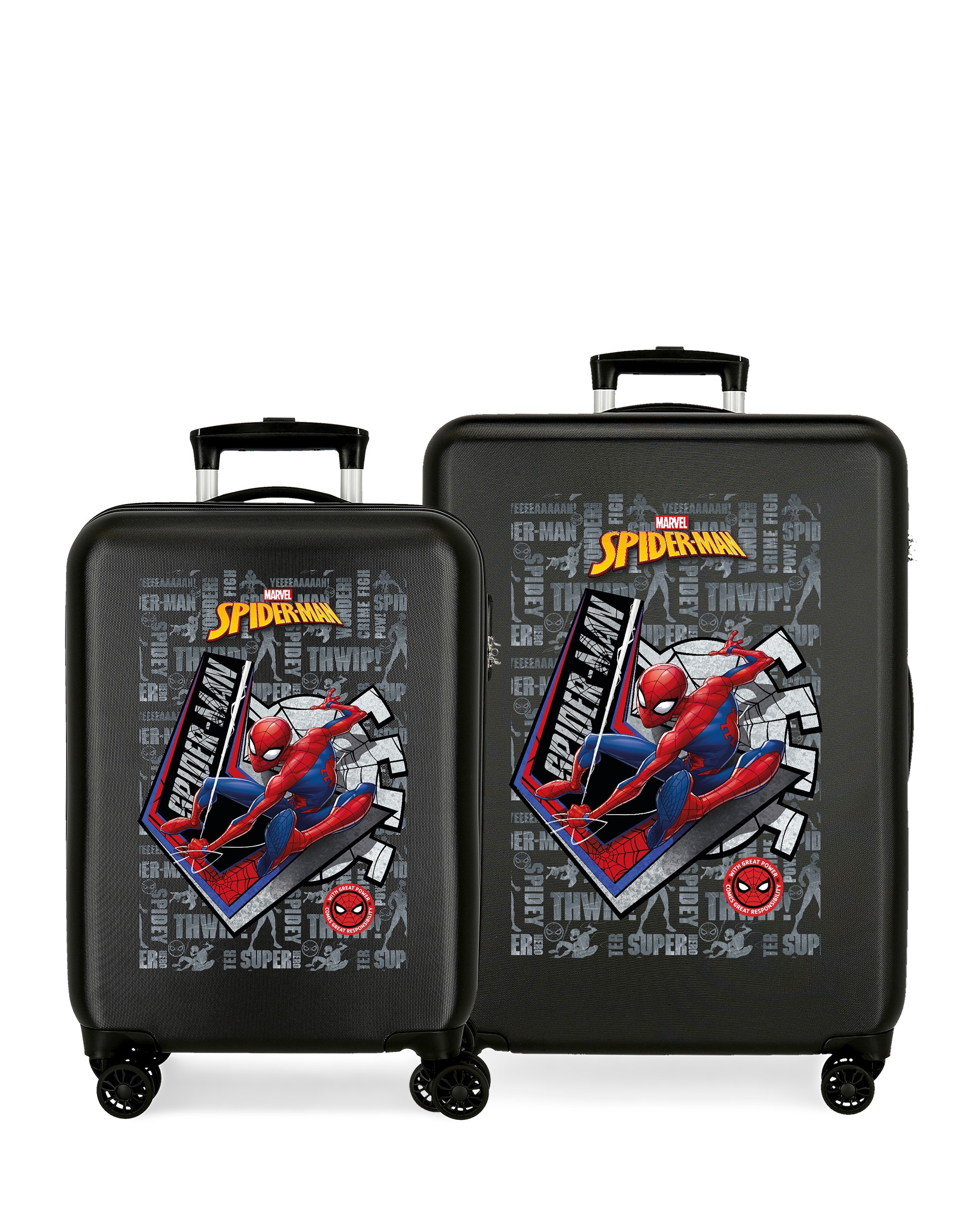 Imagem 0 de Conjunto de Malas (cabine e Média) Marvel Spiderman Great Power Rígidas com Capacidade de 104l