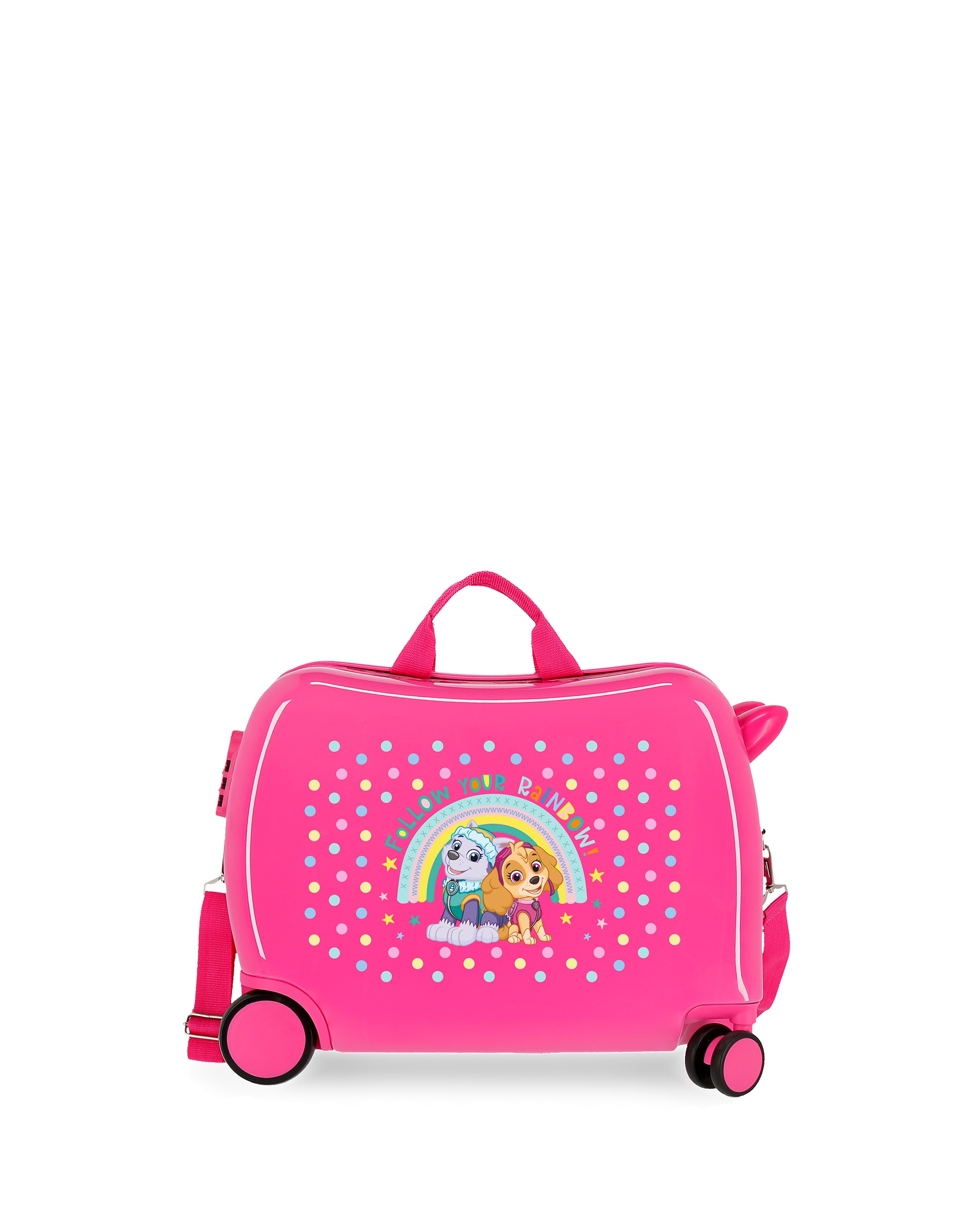 Mala Infantil de Cabine Patrulha Pata Follow Your Rainbow Rígida com Capacidade de 34l Rosa / Verde-1