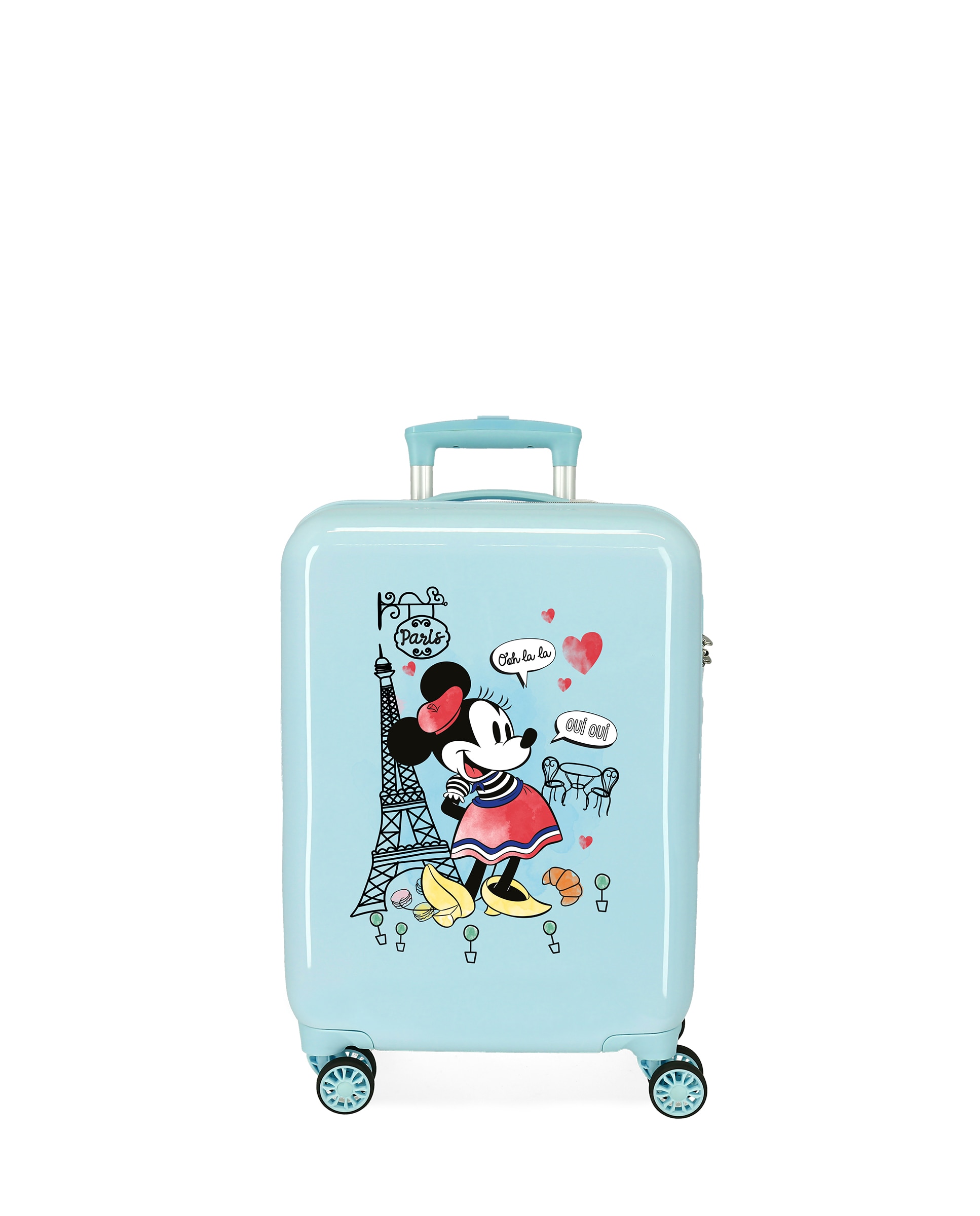 Mala Infantil 2 Rodas Multidirecionais Minnie Around The World Turquesa Rígida com Capacidade de 34l Azul-1