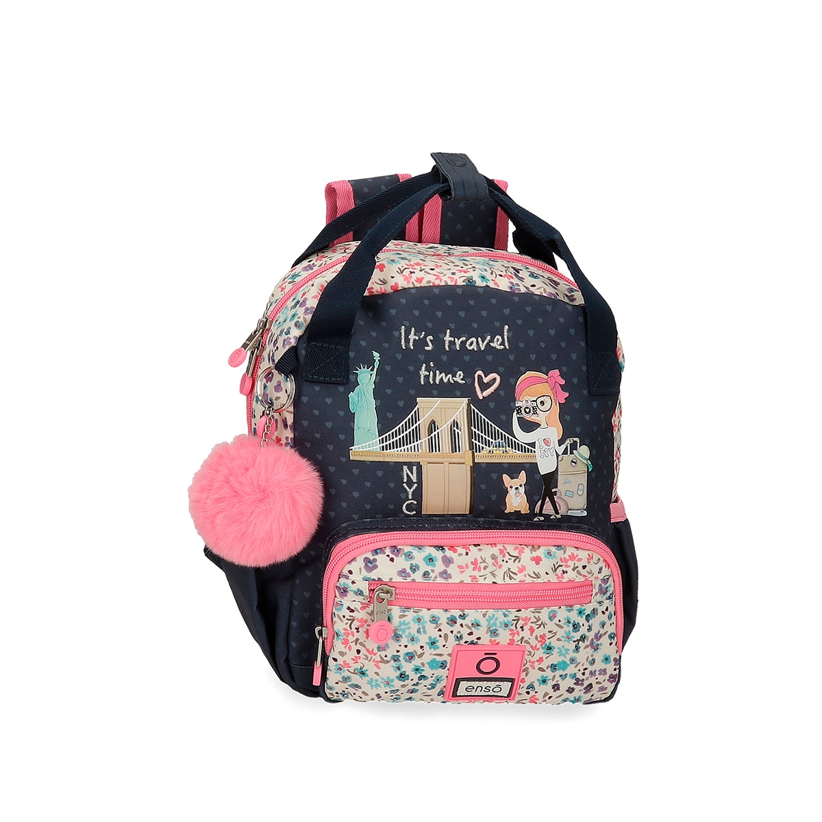Imagem 0 de Mochila Enso Travel Time Pequena com Porta-chaves Pompom